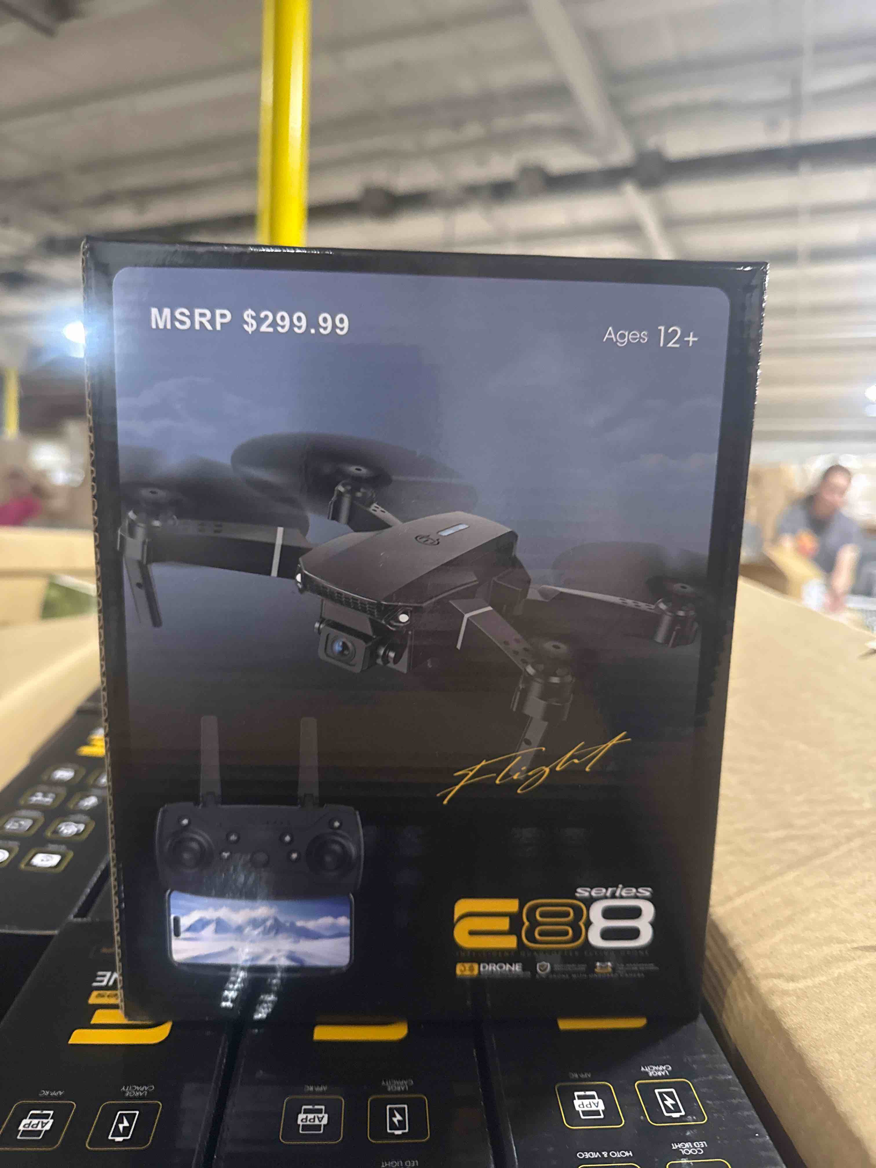 Condition photo showing New/Like New for e88 drone with hd camera, fixed height hover, 360° stunt flip, 90° adjustable lens, foldable rc quadcopter for beginners, indoor outdoor flying toy.