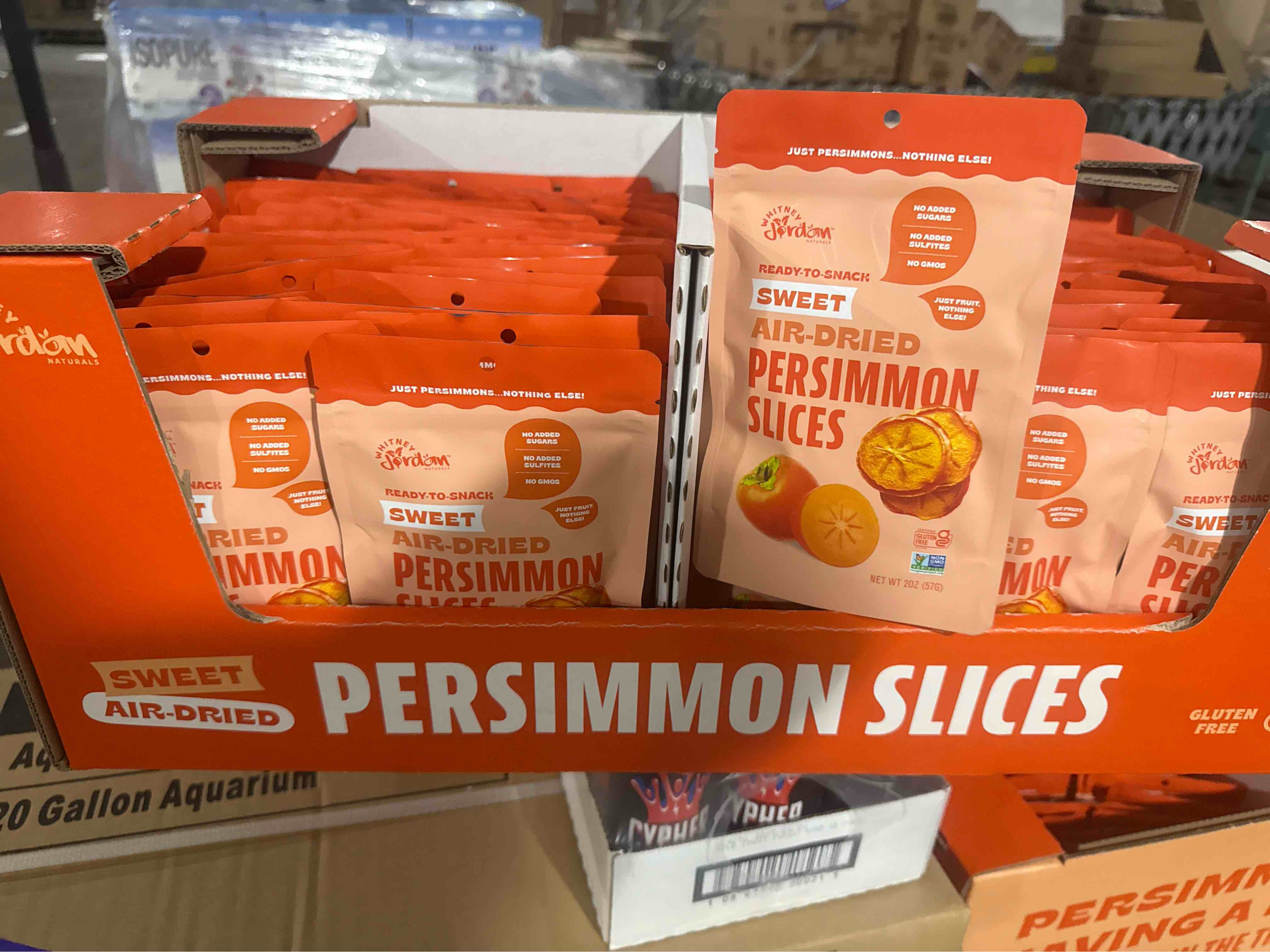 Case of 80 Whitney Jordan Naturals Air-Dried Persimmon Slices 2 Oz, Pack of 10 - Dried Fruit Snack Made from Real Persimmons - No Sugar Added, Gluten-Free, Vegan, Chewy Fruit for Healthy Snacking On-the-Go BB Sept 2025 