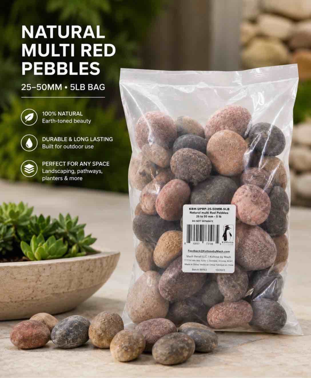 koltose by mash natural matt red pebbles 25-50mm -5lb 