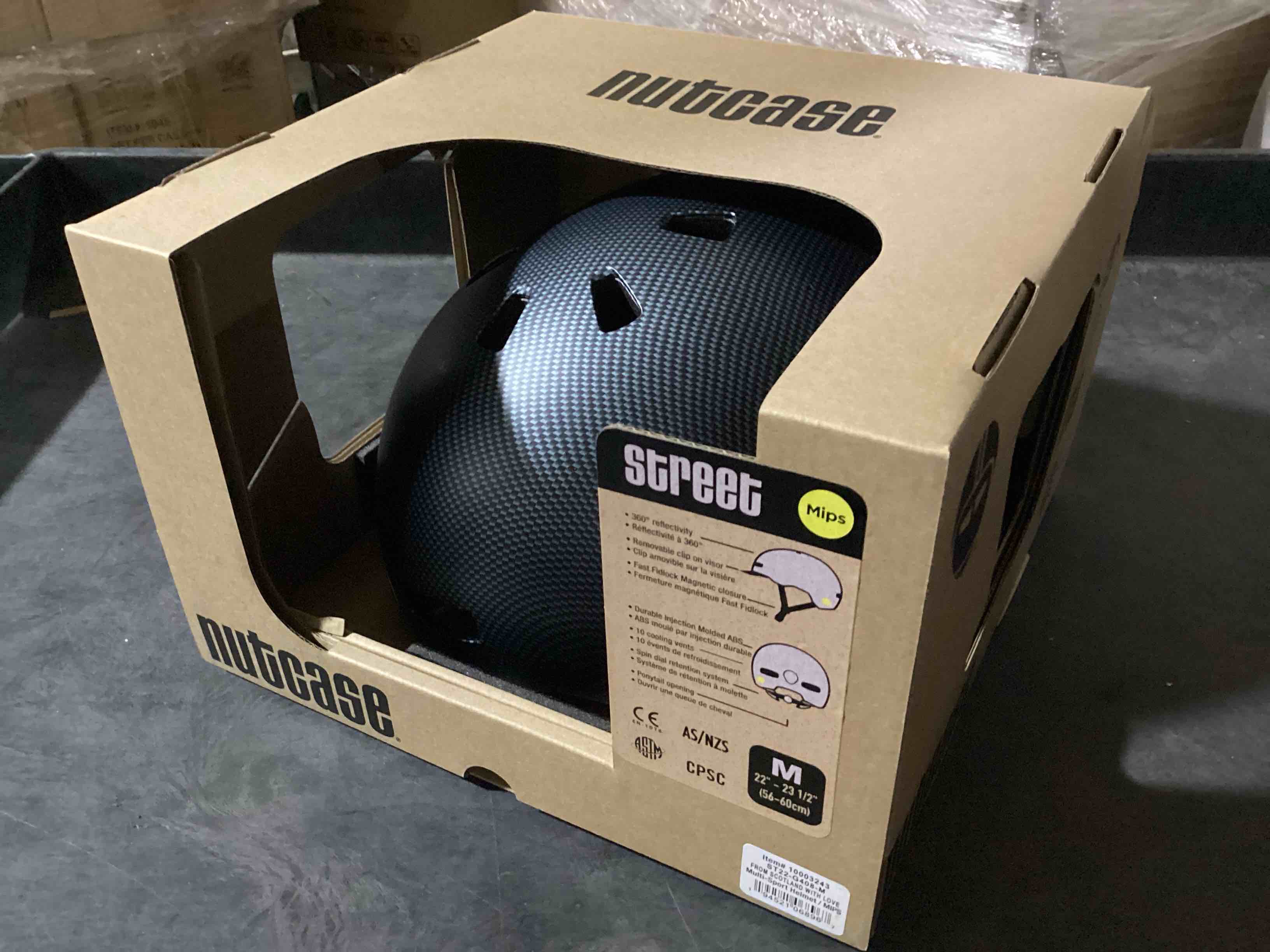 Condition photo showing New/Like New for size medium nutcase street mips multi-purpose helmet, from scotland with love