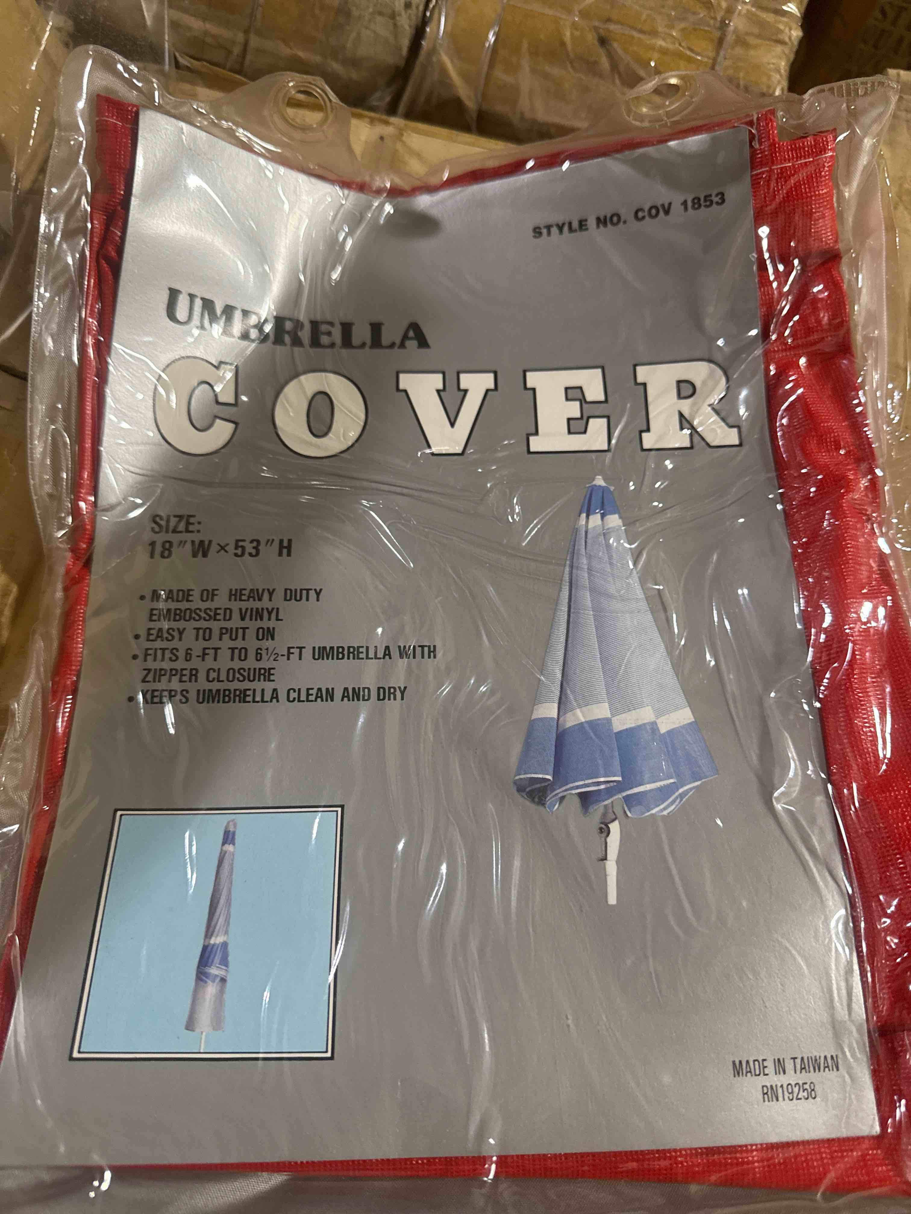 Condition photo showing New/Like New for case of 24 heavy-duty patio umbrella cover 18” x 53” 