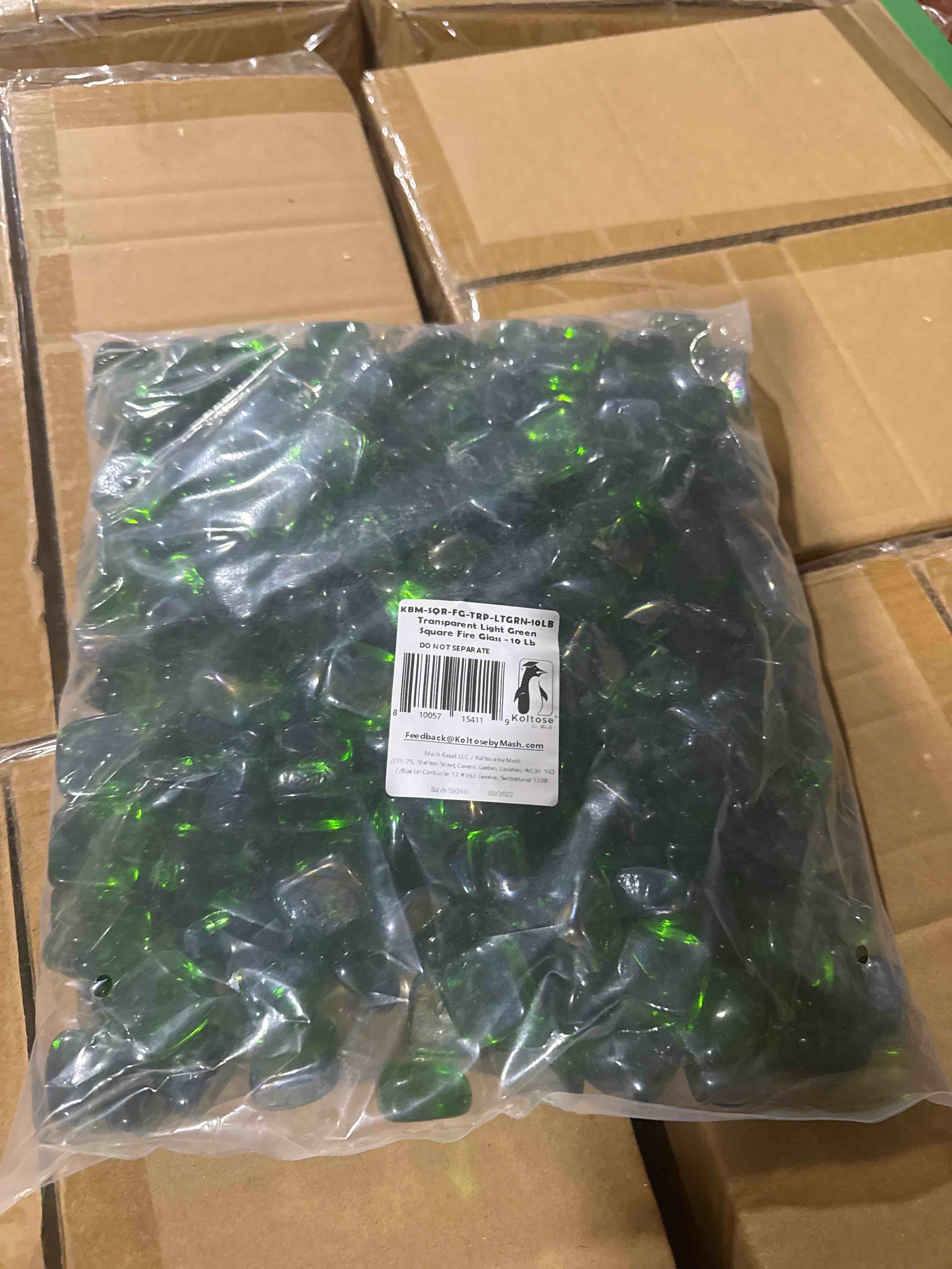 Condition photo showing New/Like New for koltose by mash transparent light green square fire glass 10 lb