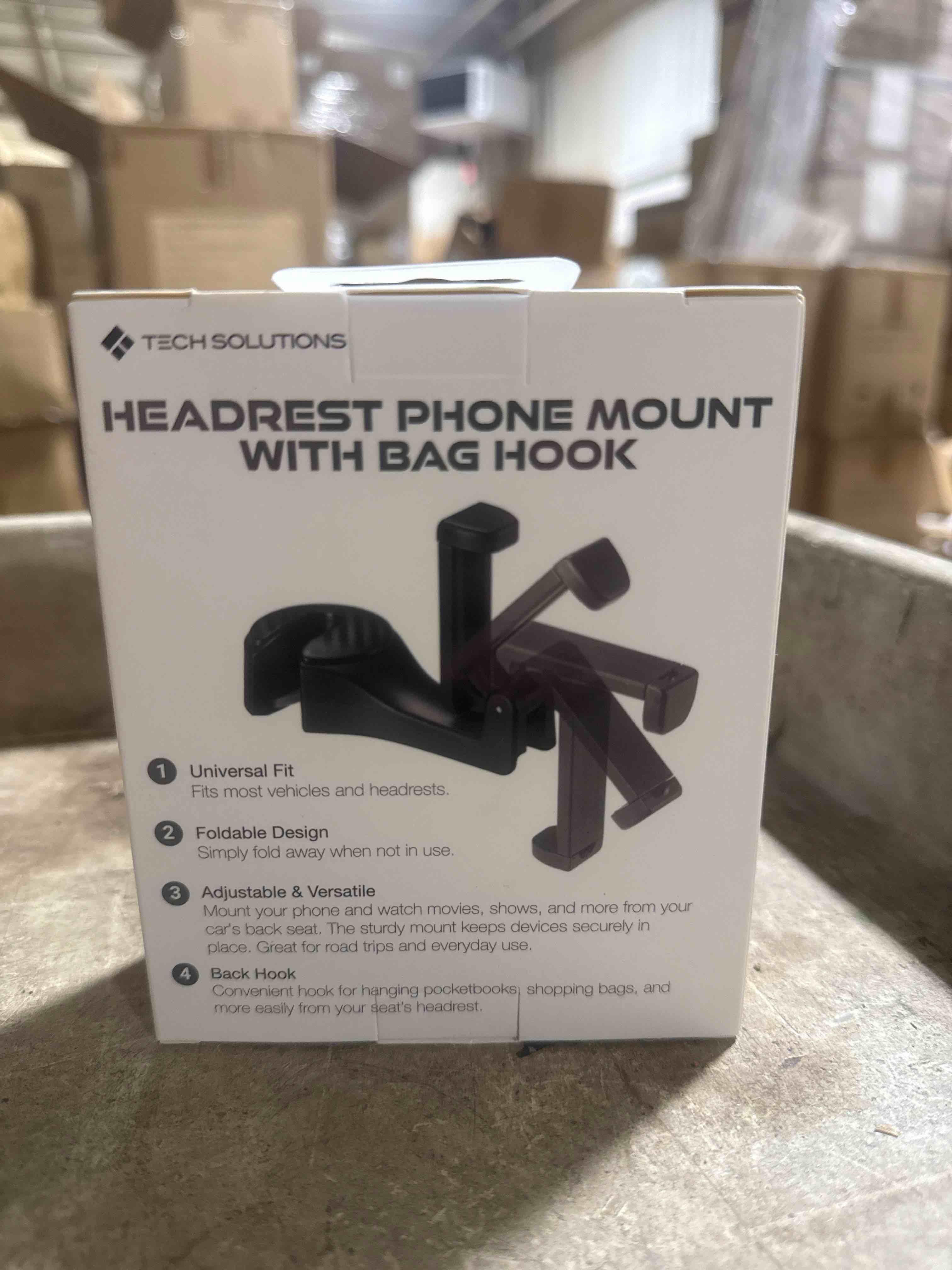 Condition photo showing New/Like New for headrest phone mount with bag hook 