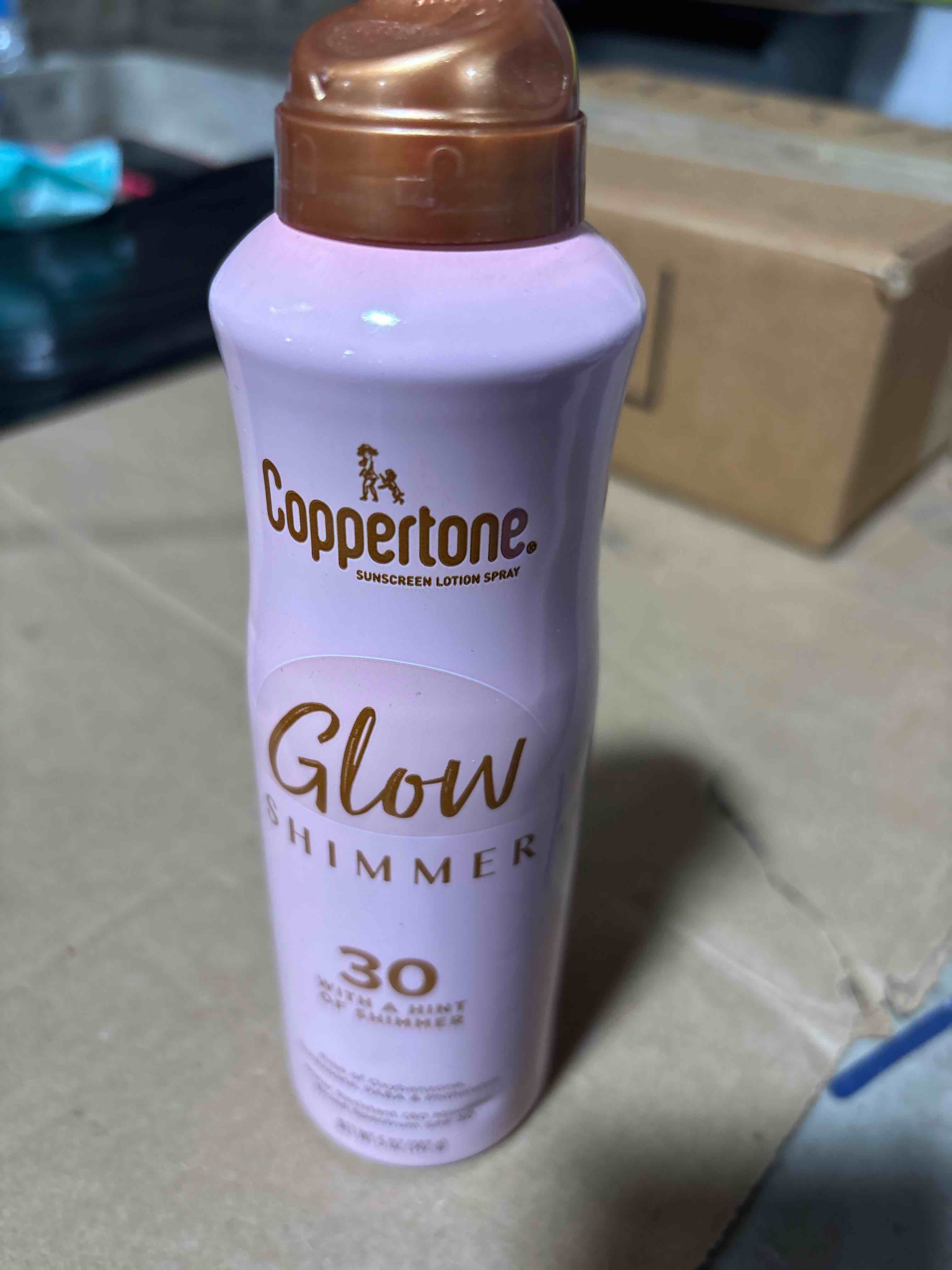 Condition photo showing New/Like New for pack of 2 coppertone glow with shimmer sunscreen spray spf 30, water resistant spray sunscreen, broad spectrum spf 30 sunscreen spray, 5 oz spray