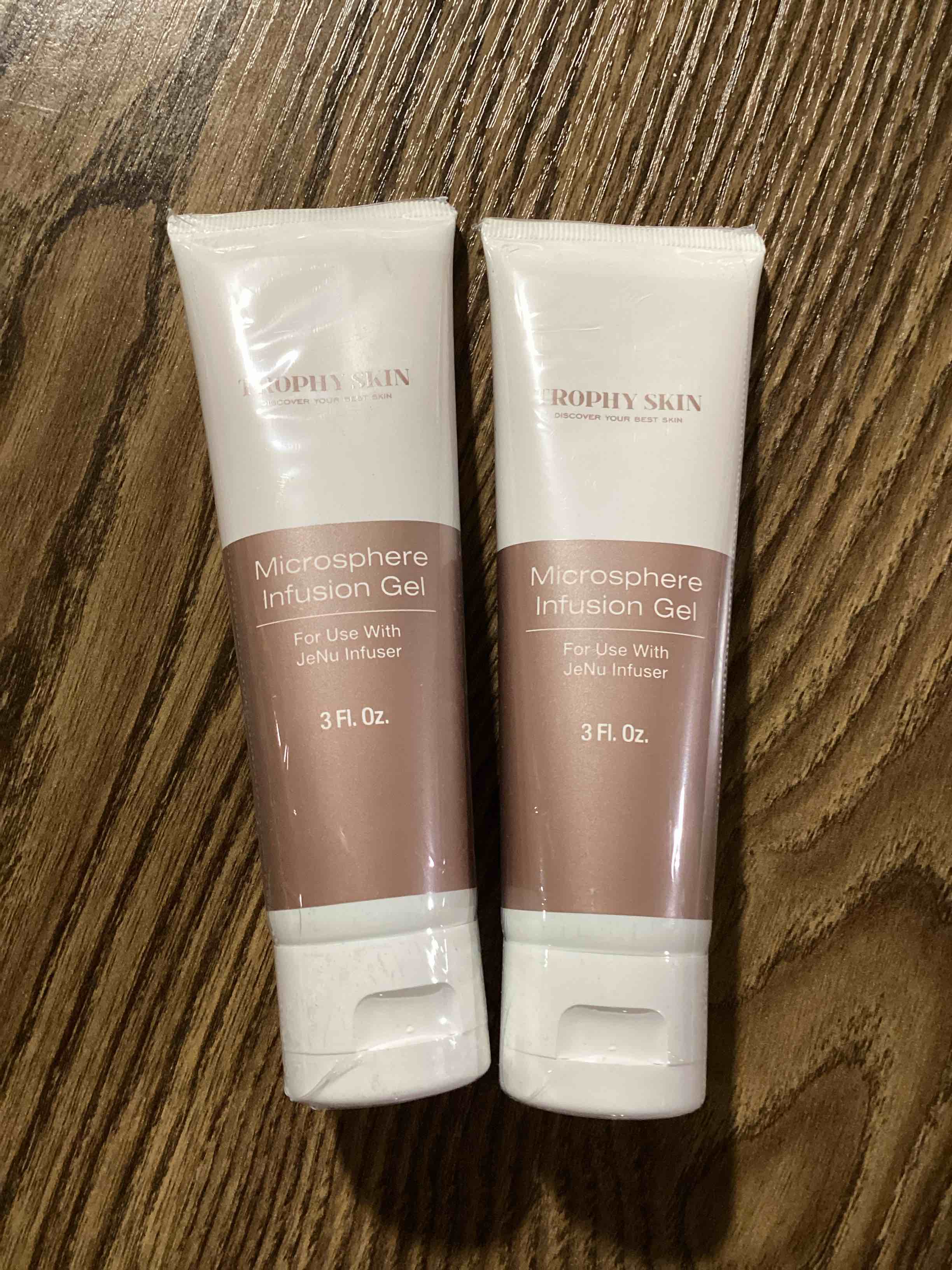 Condition photo showing New/Like New for pack of 2 jenu by trophy skin microsphere infusion gel for jenu plus infuser for anti aging fine lines and wrinkles - 3 oz
