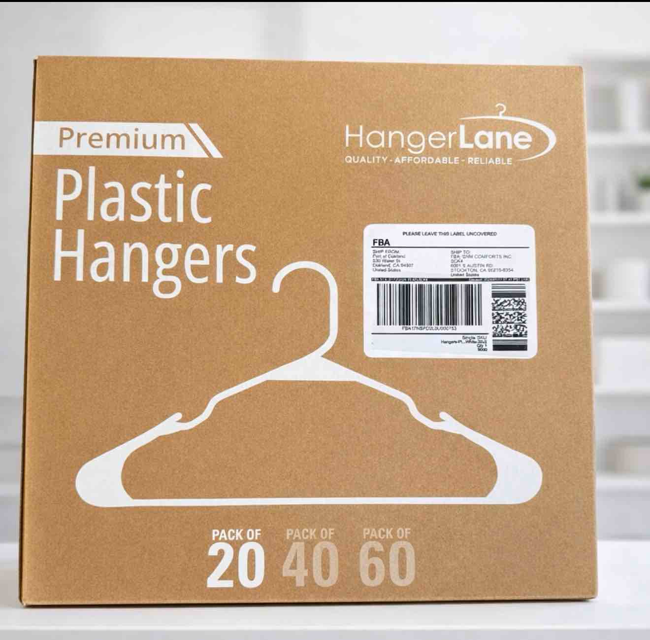Condition photo showing New/Like New for 20 pack premium plastic hangers 