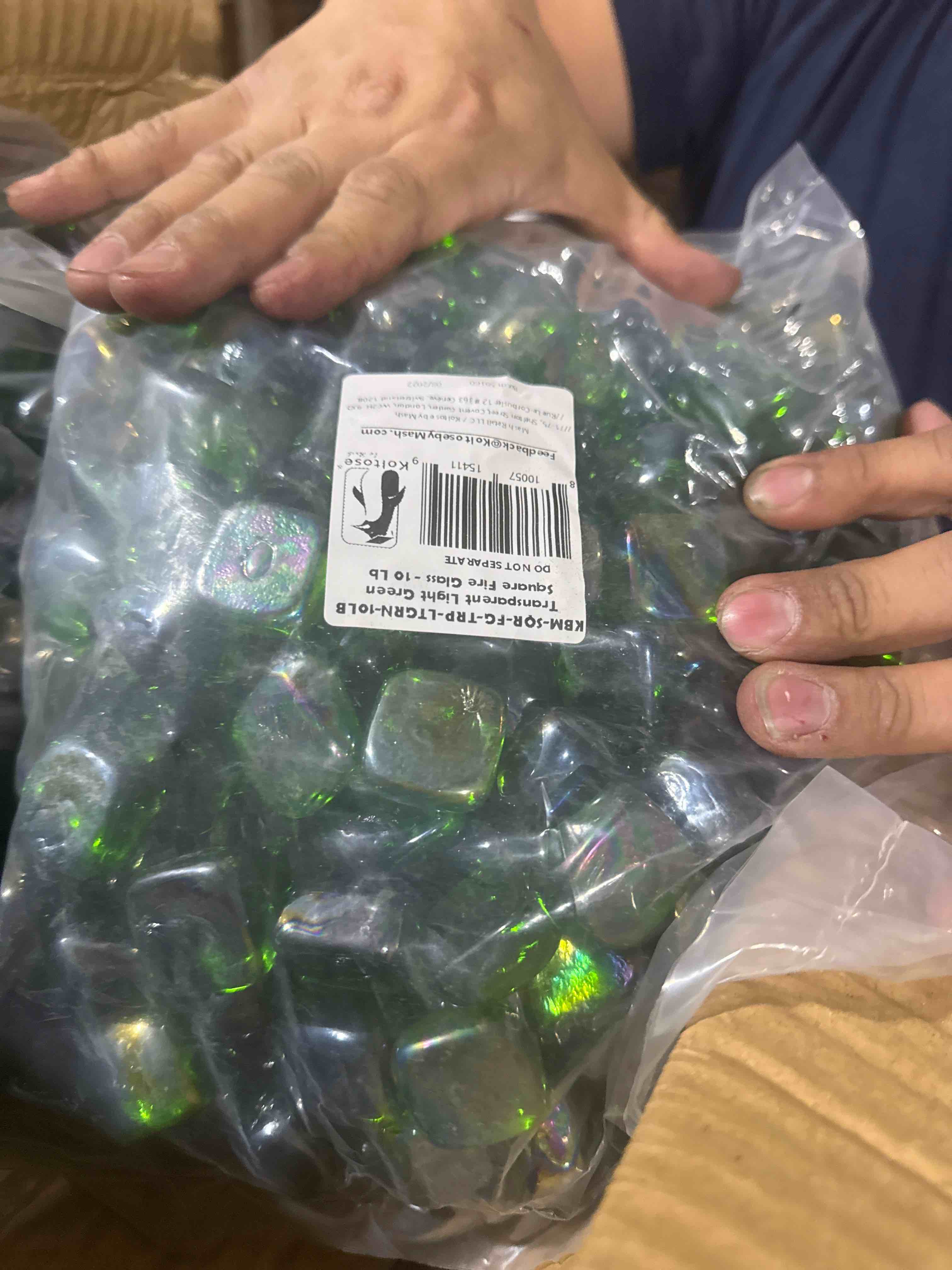 Condition photo showing New/Like New for koltose by mash transparent light green square fire glass 10 lb