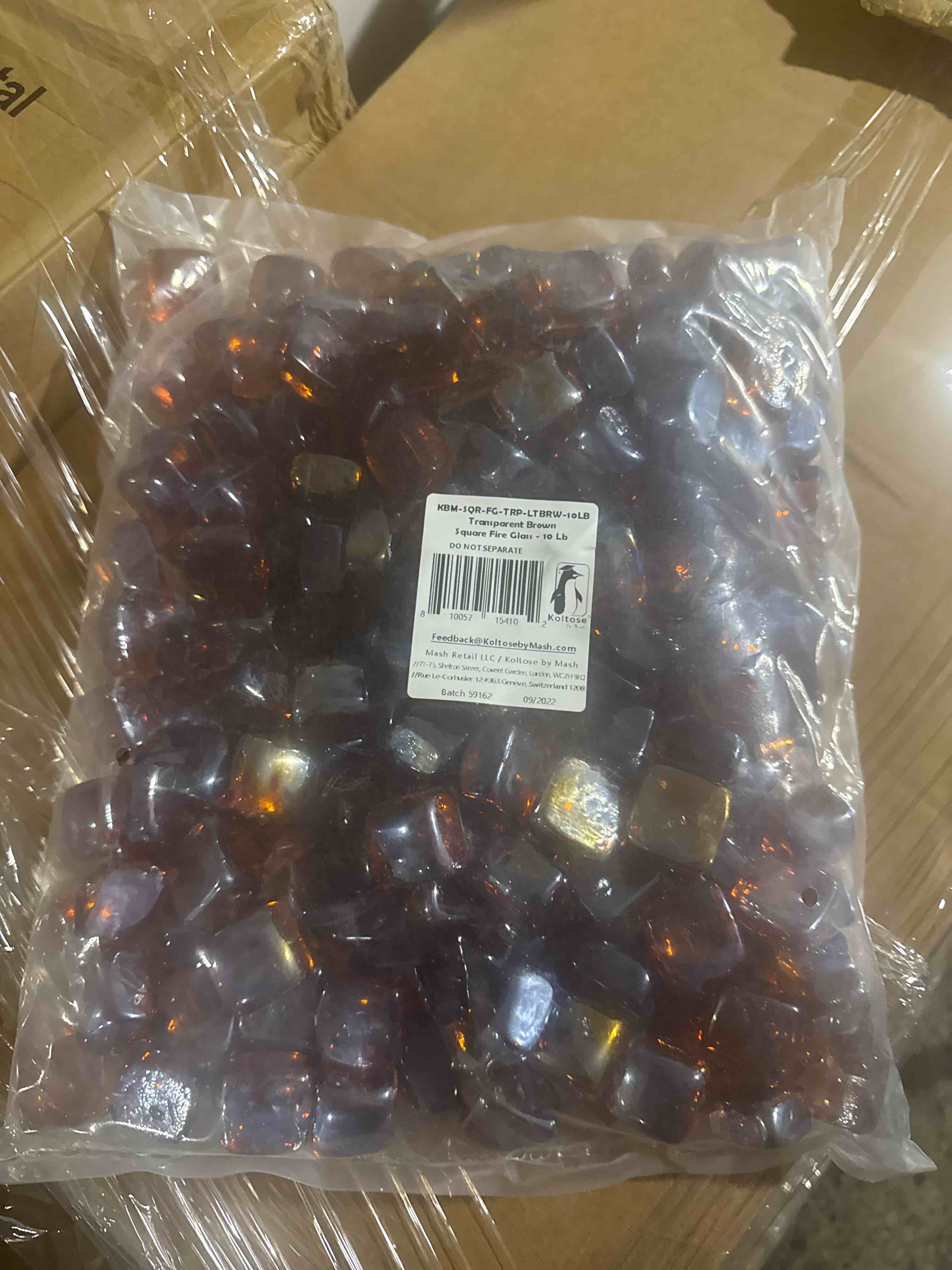 Condition photo showing New/Like New for koltose by mash transparent brown square fire glass 10lb 
