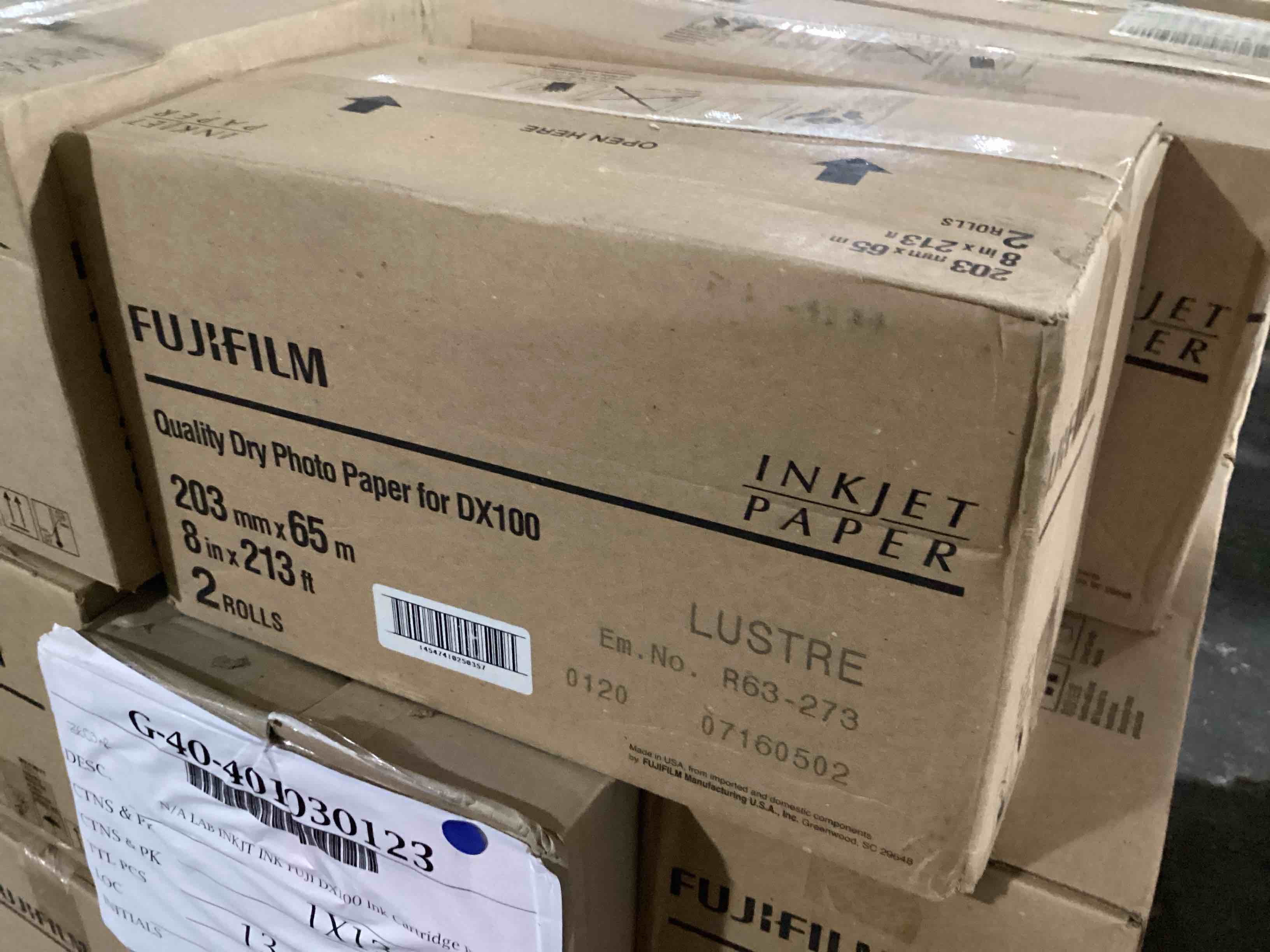 Condition photo showing New/Like New for case of 2 rolls fujifilm dx100 inkjet paper glossy - 8” x 213'