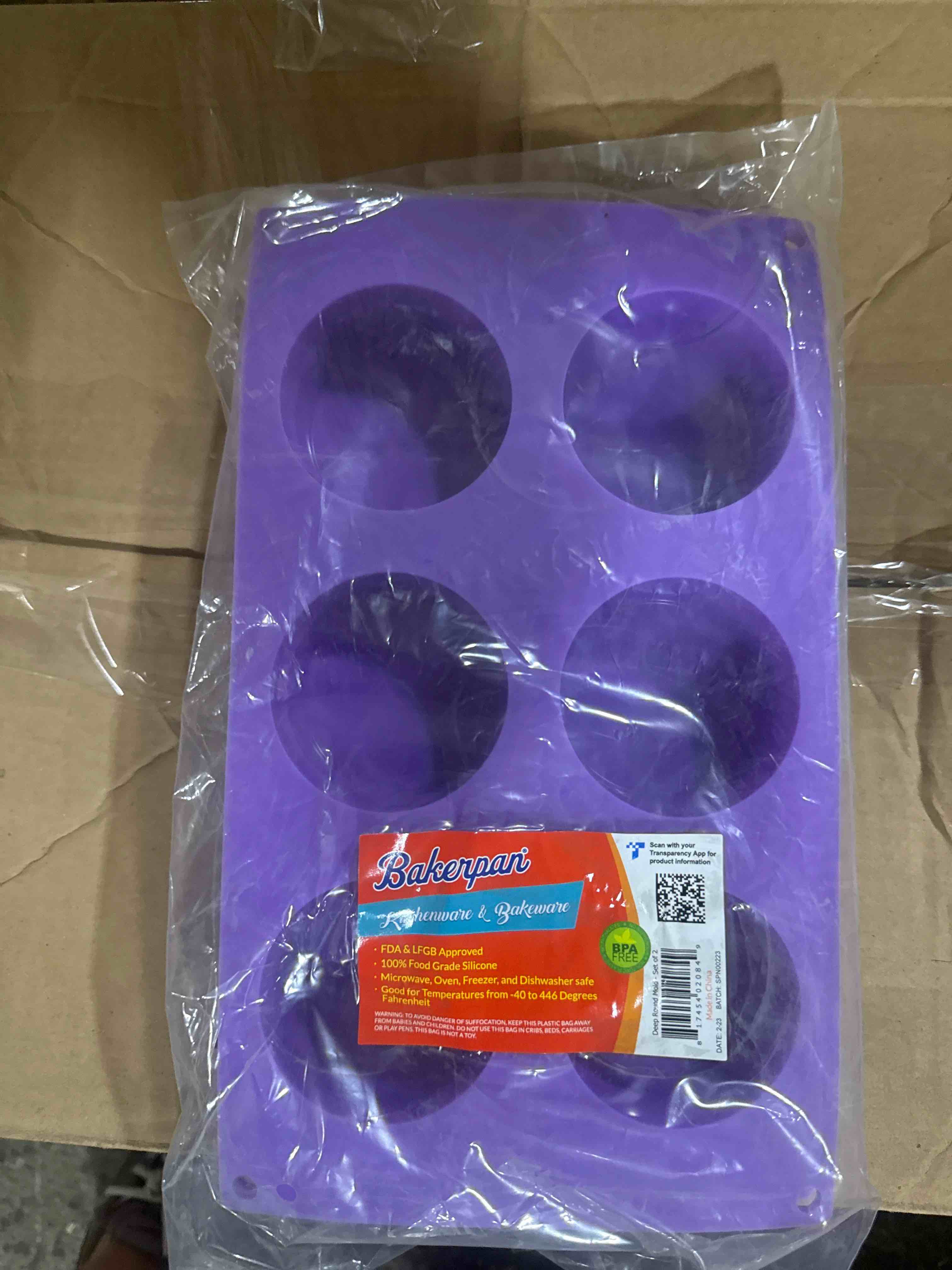 Condition photo showing New/Like New for bakerpan silicone mini cake mold for tarts cupcakes mini cheesecake baking molds mousse dessert pan 6 cup muffin pan - set of 2