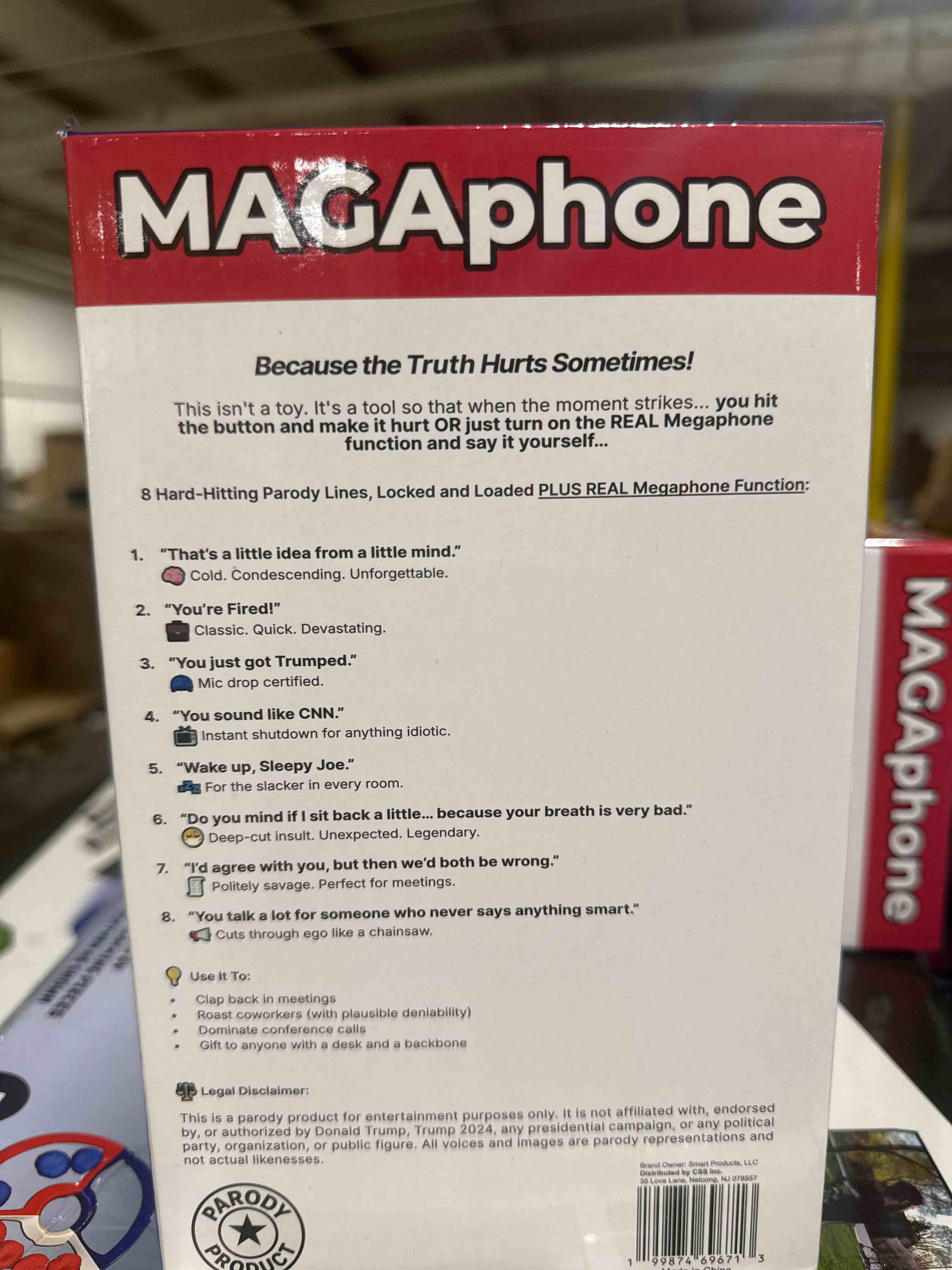 Condition photo showing New/Like New for magaphone™ - megaphone with 8 savage presidential style insults + real voice amplifier | portable handheld bullhorn speaker (80–90 db), battery powered, funny gag gift for office, parties & pranks