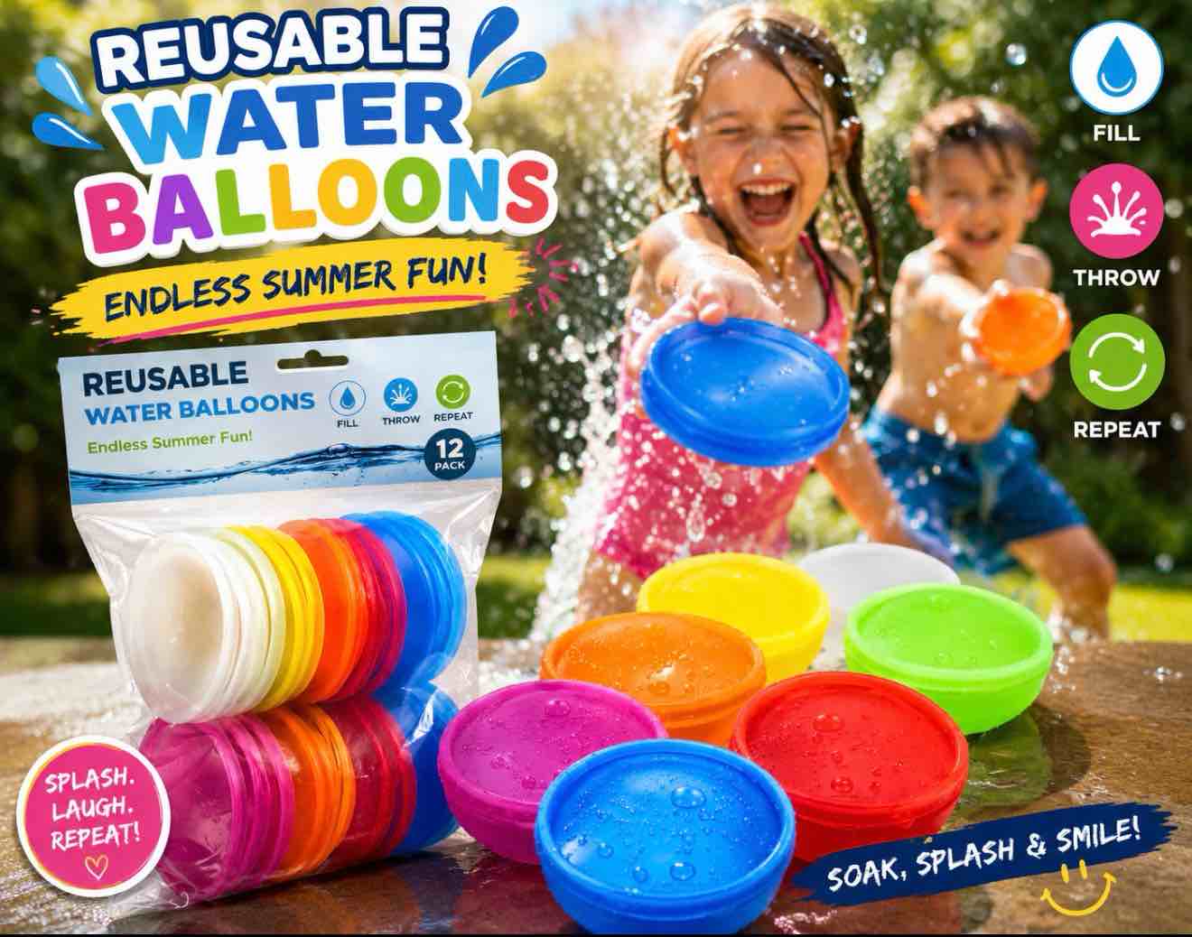 Reusable Silicone Water Balloons (12 Pack)