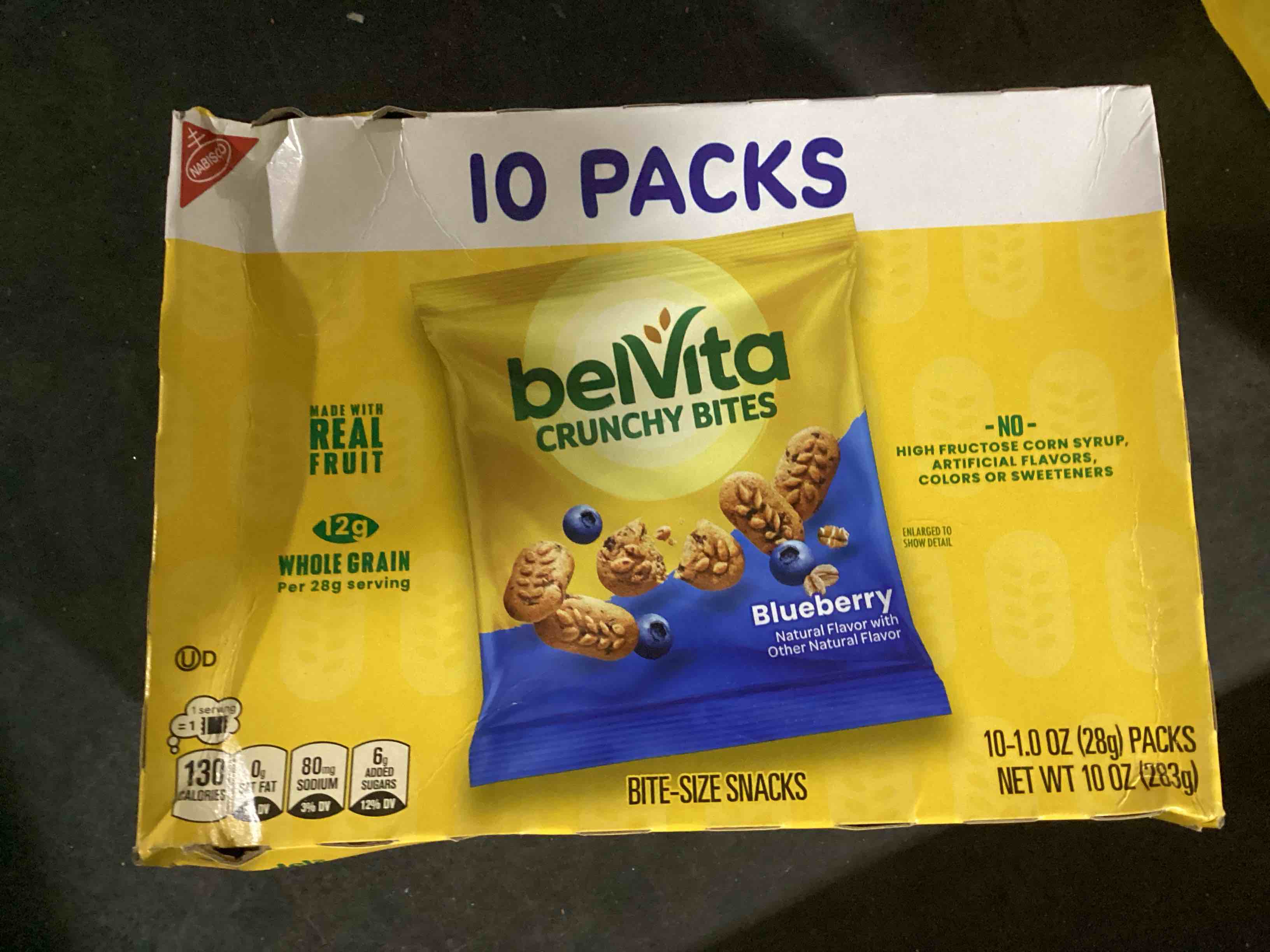 belvita bite size snacks, blueberry crunchy bites, 10-1 oz snack packs (bb 10/10/26)