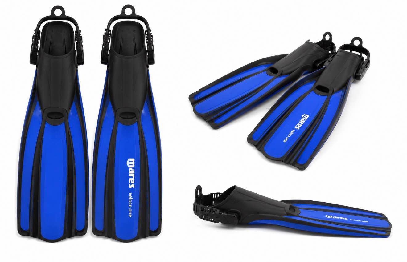 mares volo one unisex snorkelling fin open heel - blue, size 5.5 to 9