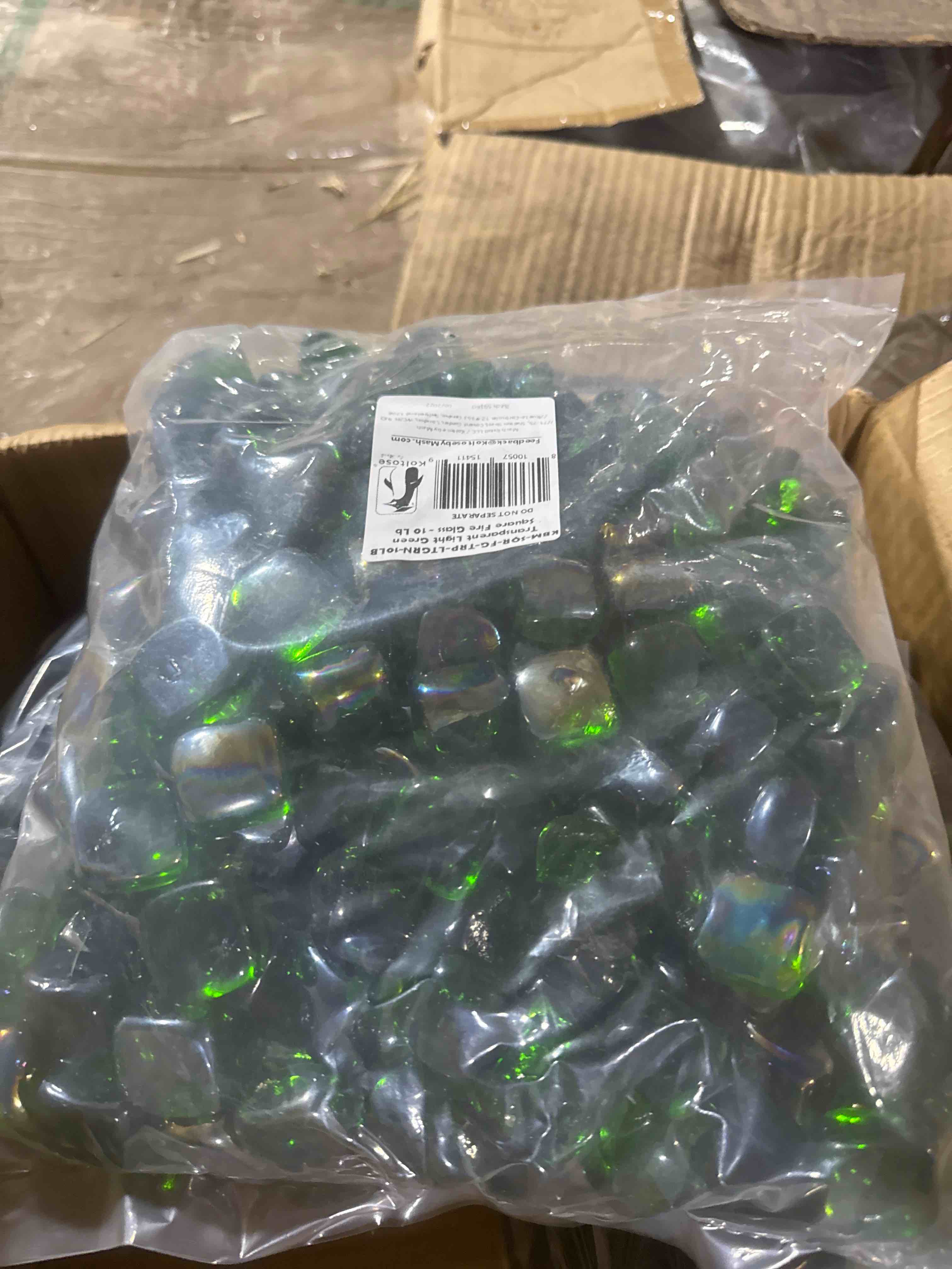 Condition photo showing New/Like New for koltose by mash transparent light green square fire glass 10 lb