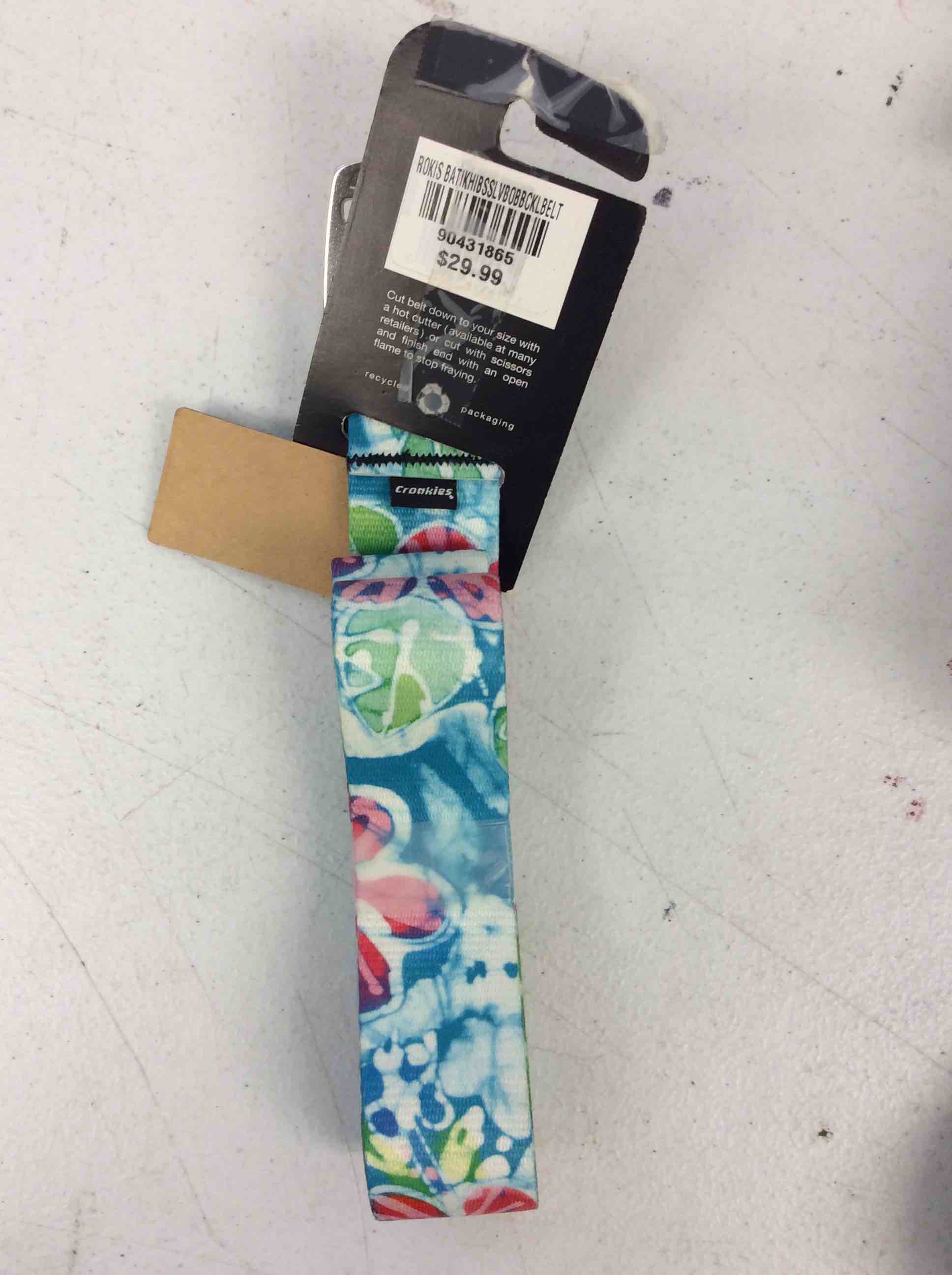 Condition photo showing New/Like New for croakies belt multicolored flowered design