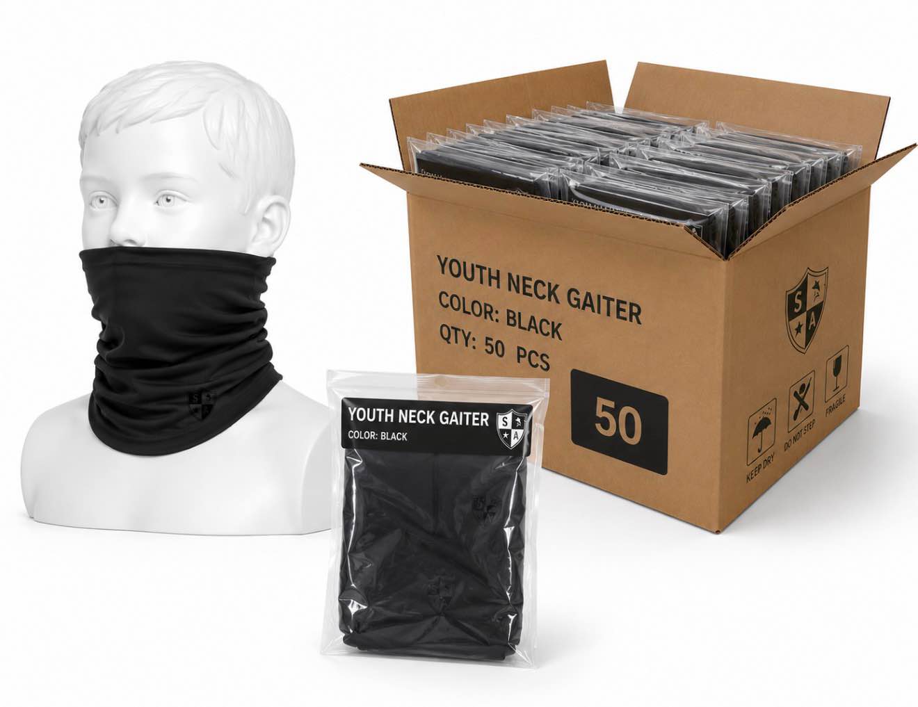 case of 50 sa company kids face shield grey 