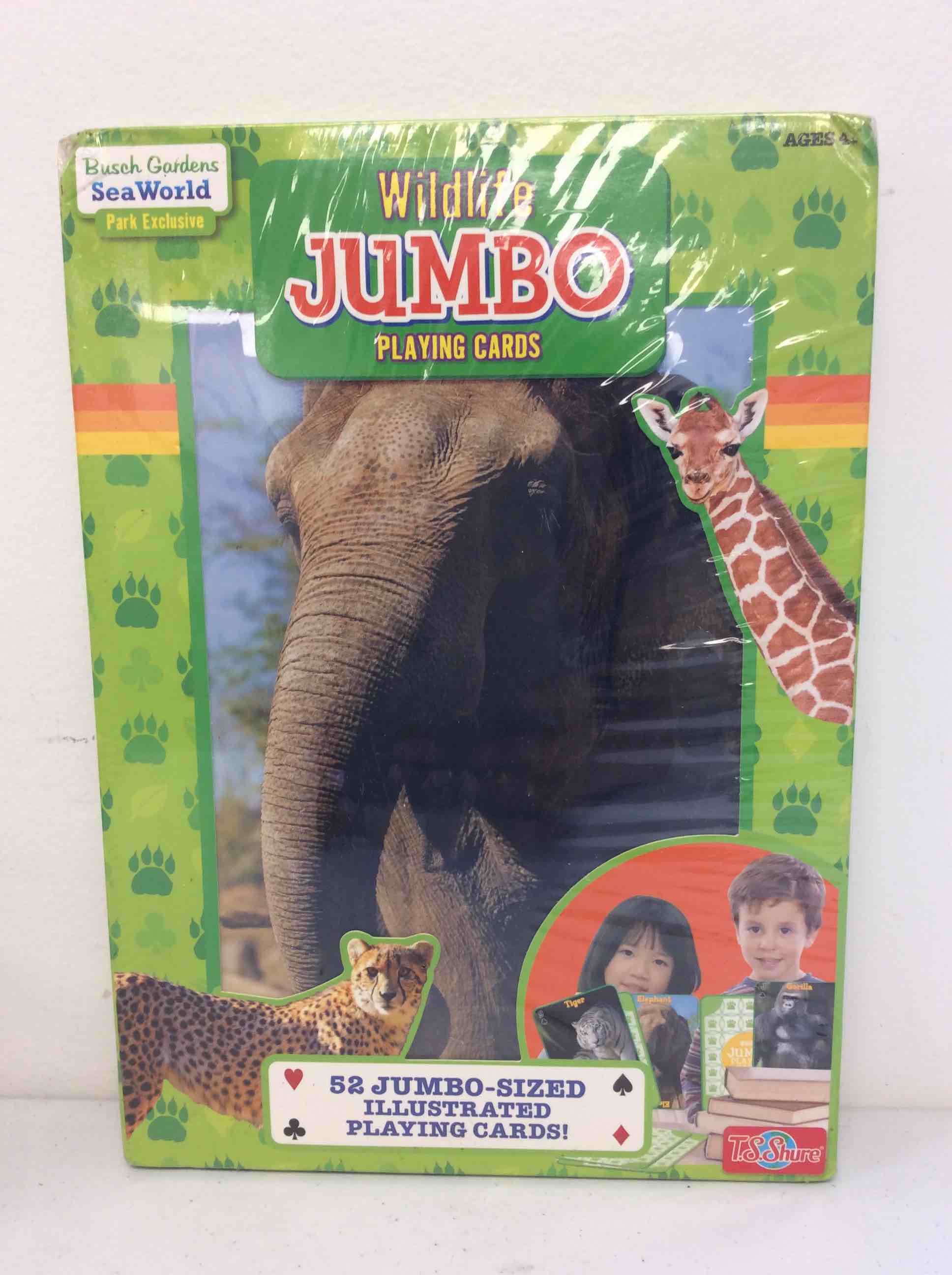 Condition photo showing New/Like New for sea world busch gardens park exclusive wildlife jumbo playing cards 52 jumbo-sized illustrated playing cards 