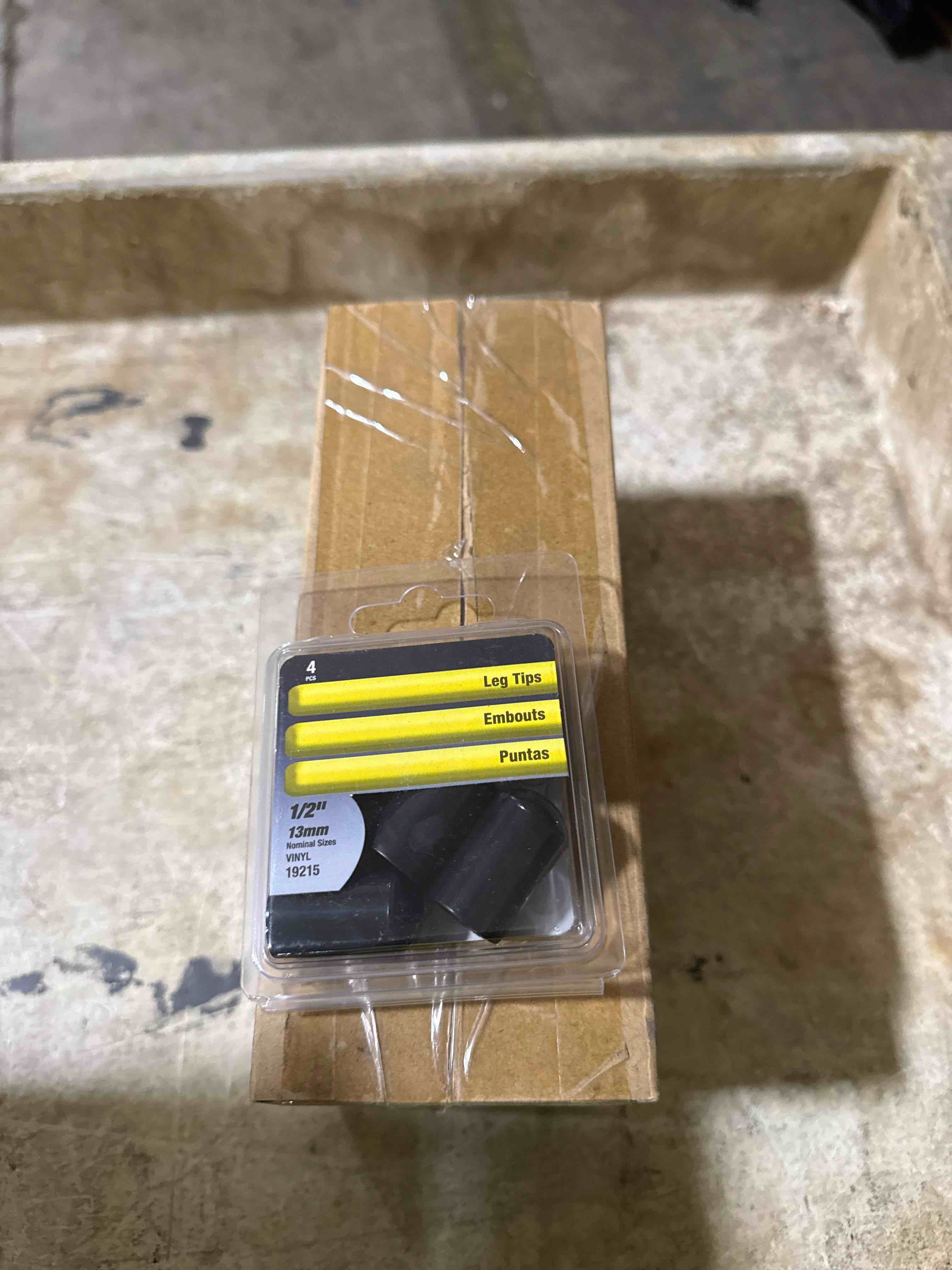 Condition photo showing New/Like New for case of 10 shepherd hdwe. prod, llc. 4-pack 1/2-inch black vinyl leg tips
