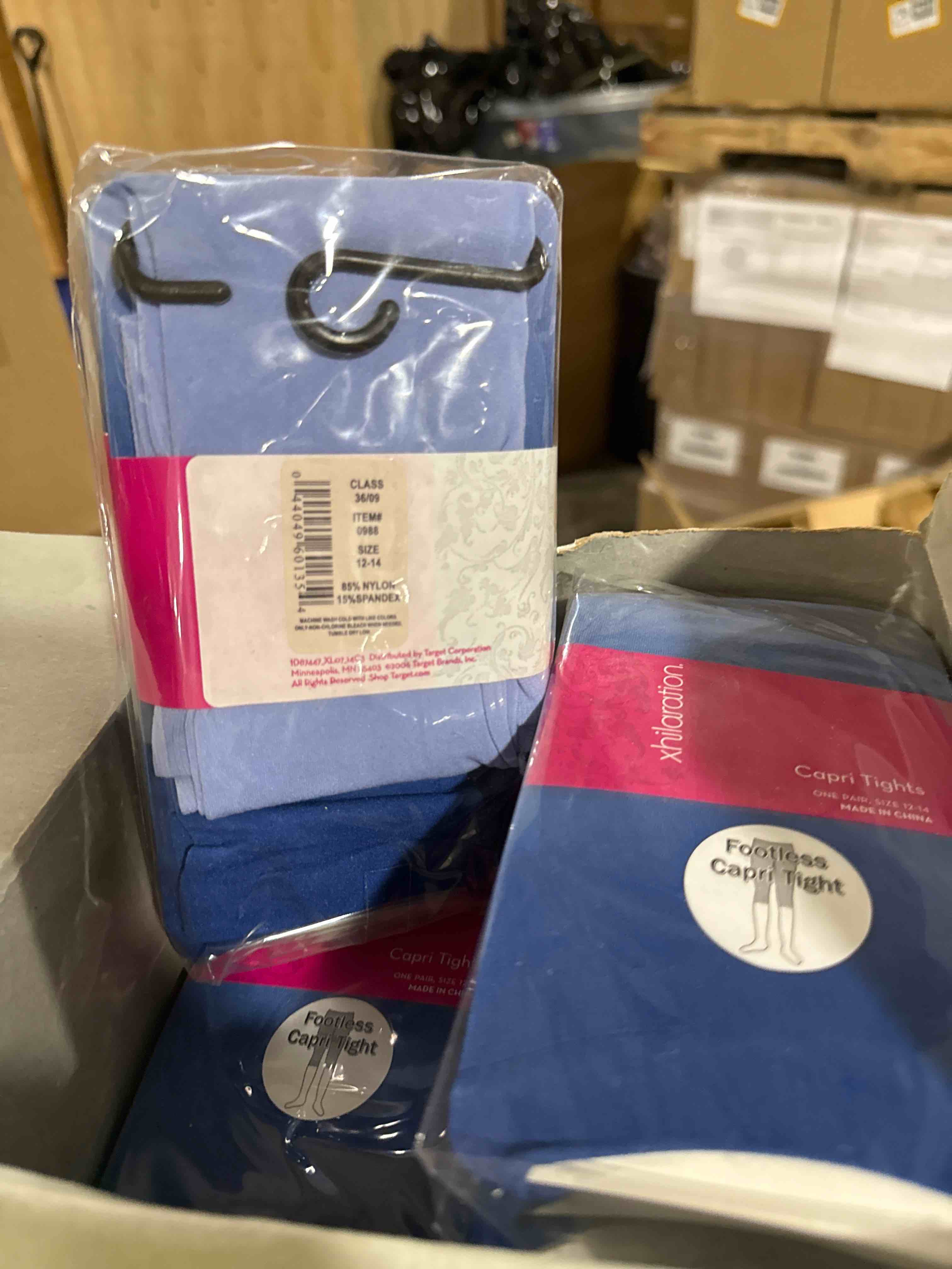 Condition photo showing New/Like New for case of 24 xhilaration capri tights footless-lavendar size 12-14