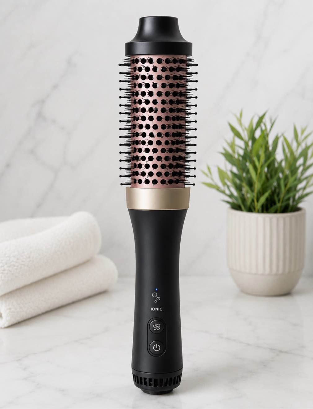 heated round brush new 360° ionic surround technology for silky, smooth, finish and tons of volume