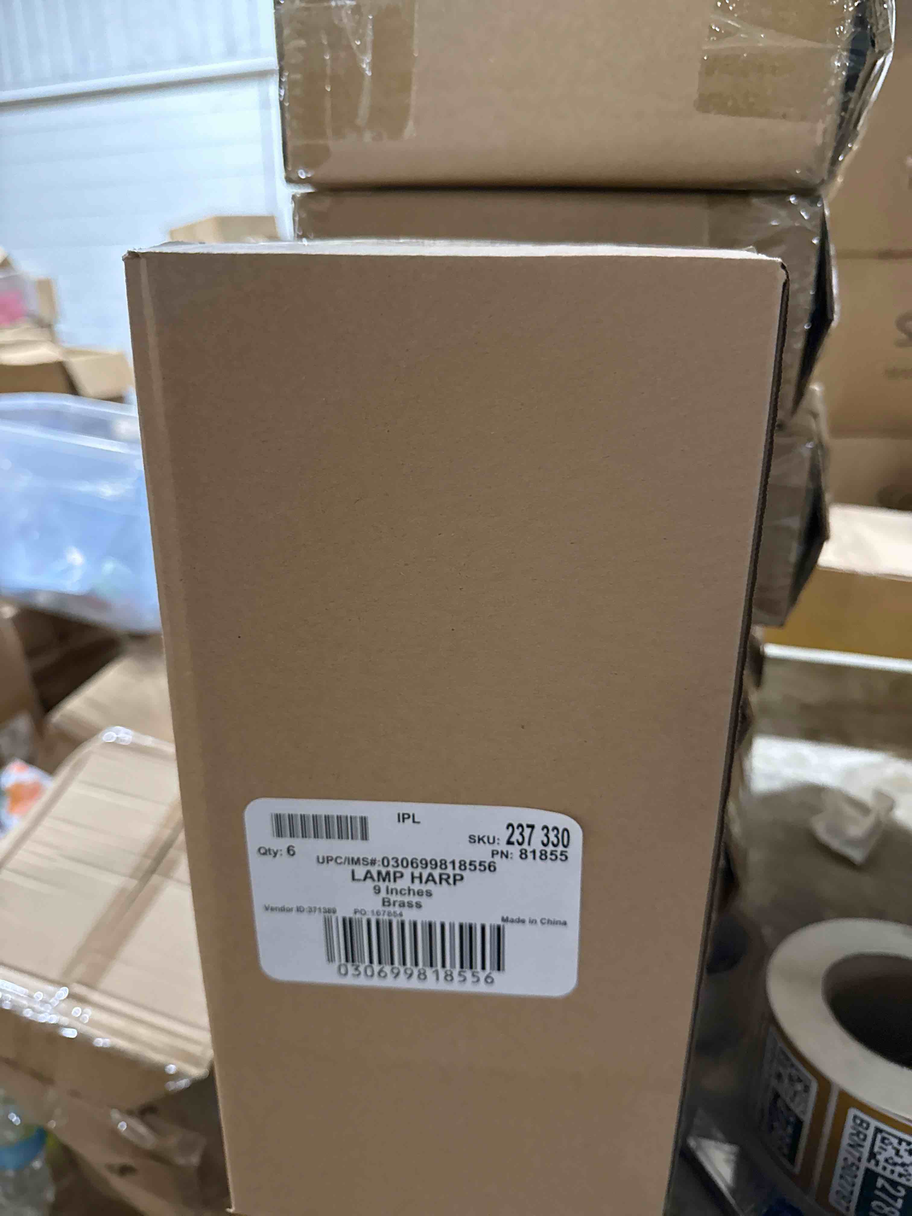 Condition photo showing New/Like New for case of 6 commercial electric 9 in. polished brass detachable harp