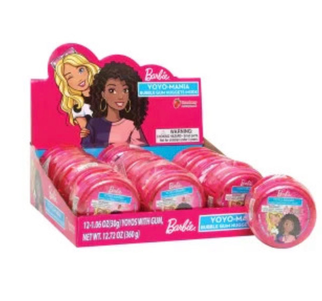barbie yoyo-mania gum filled candy 1.06 ounce - 12 count display box