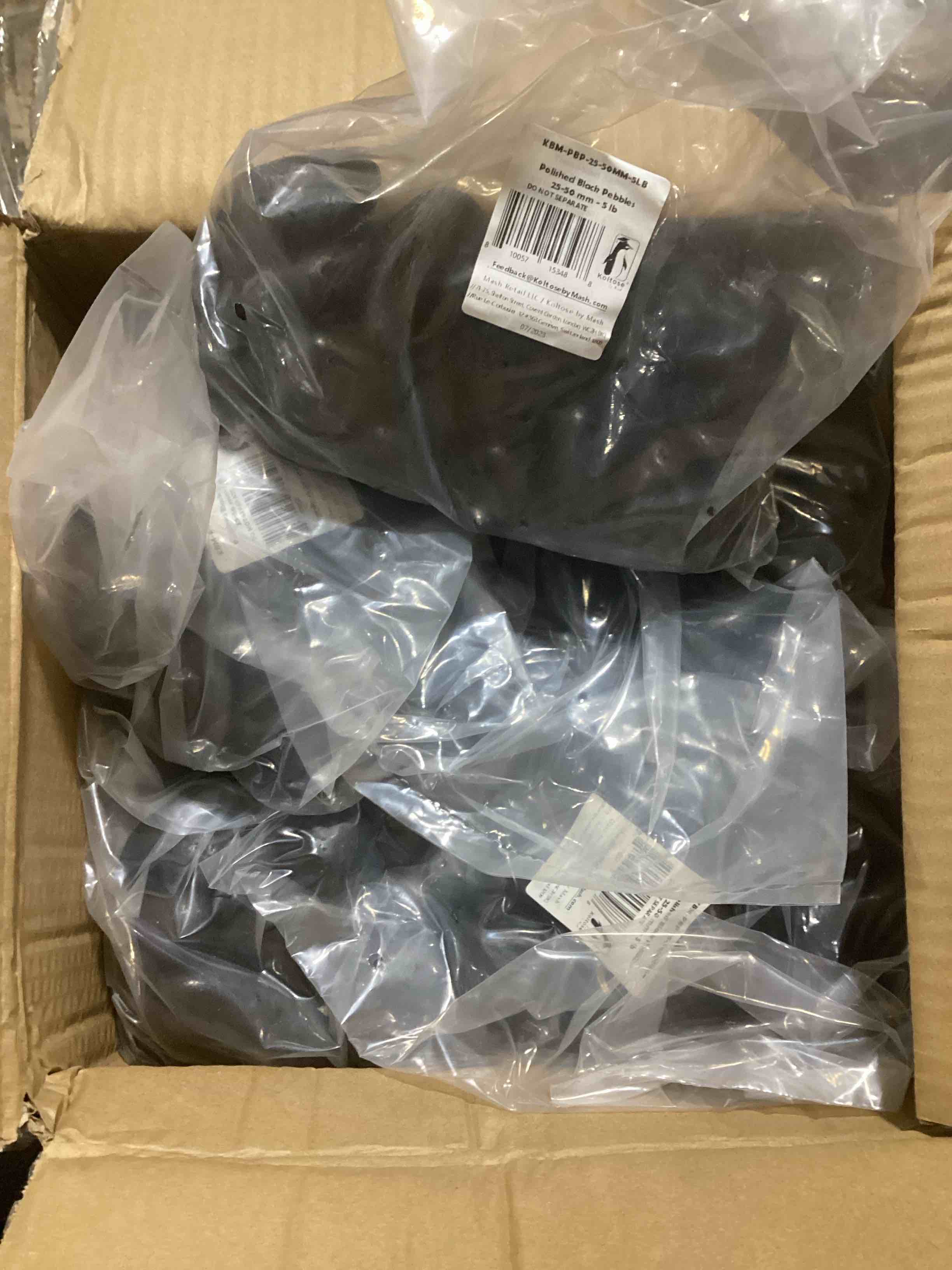 Condition photo showing New/Like New for pack of 8 koltose by mash - polished black pebbles 1”-2” inch natural decorative stones 5 lbs (your bid per bag)