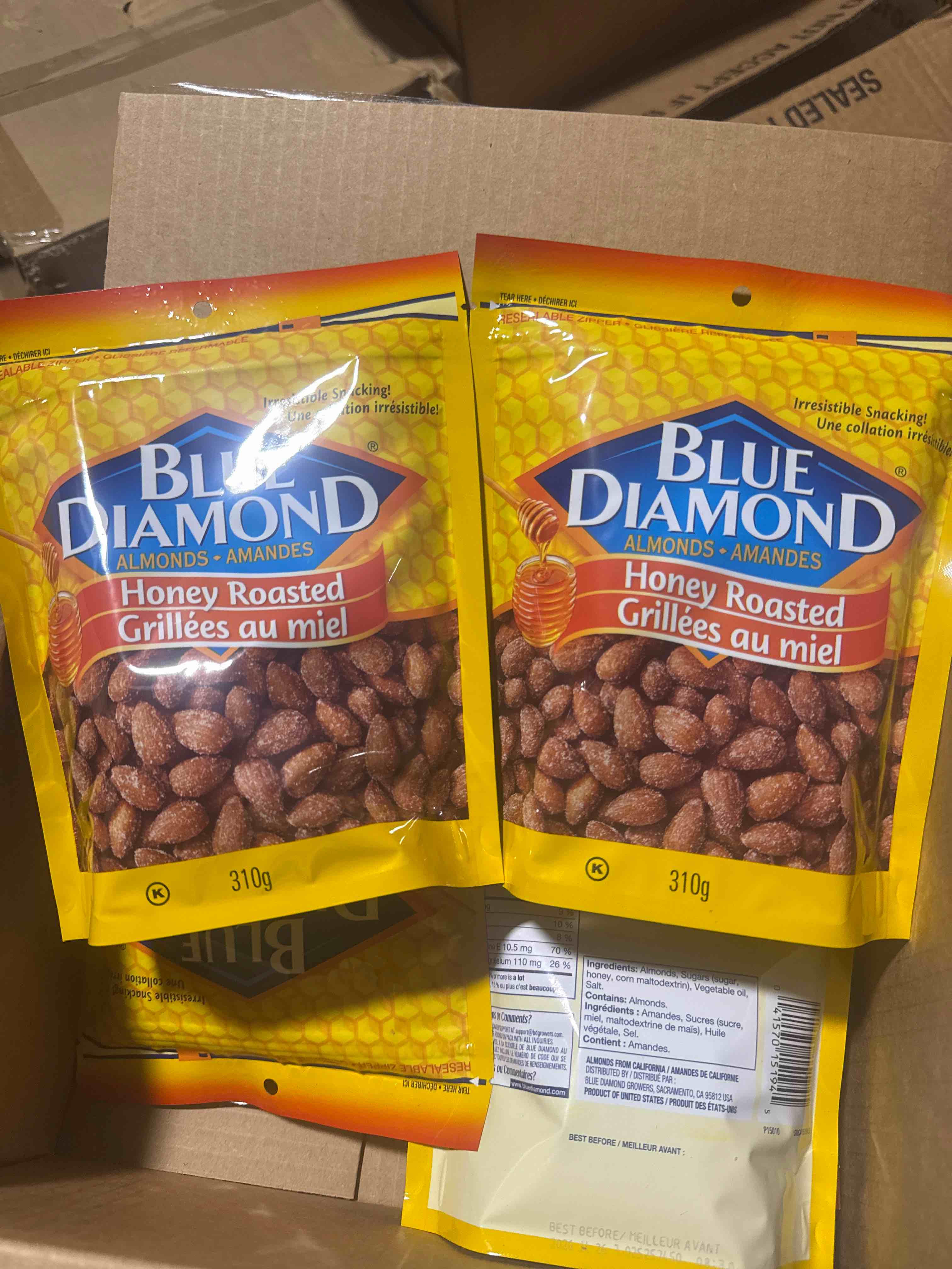 Condition photo showing New/Like New for blue diamond almonds blue diamond honey roasted almonds 310g bb july 2026