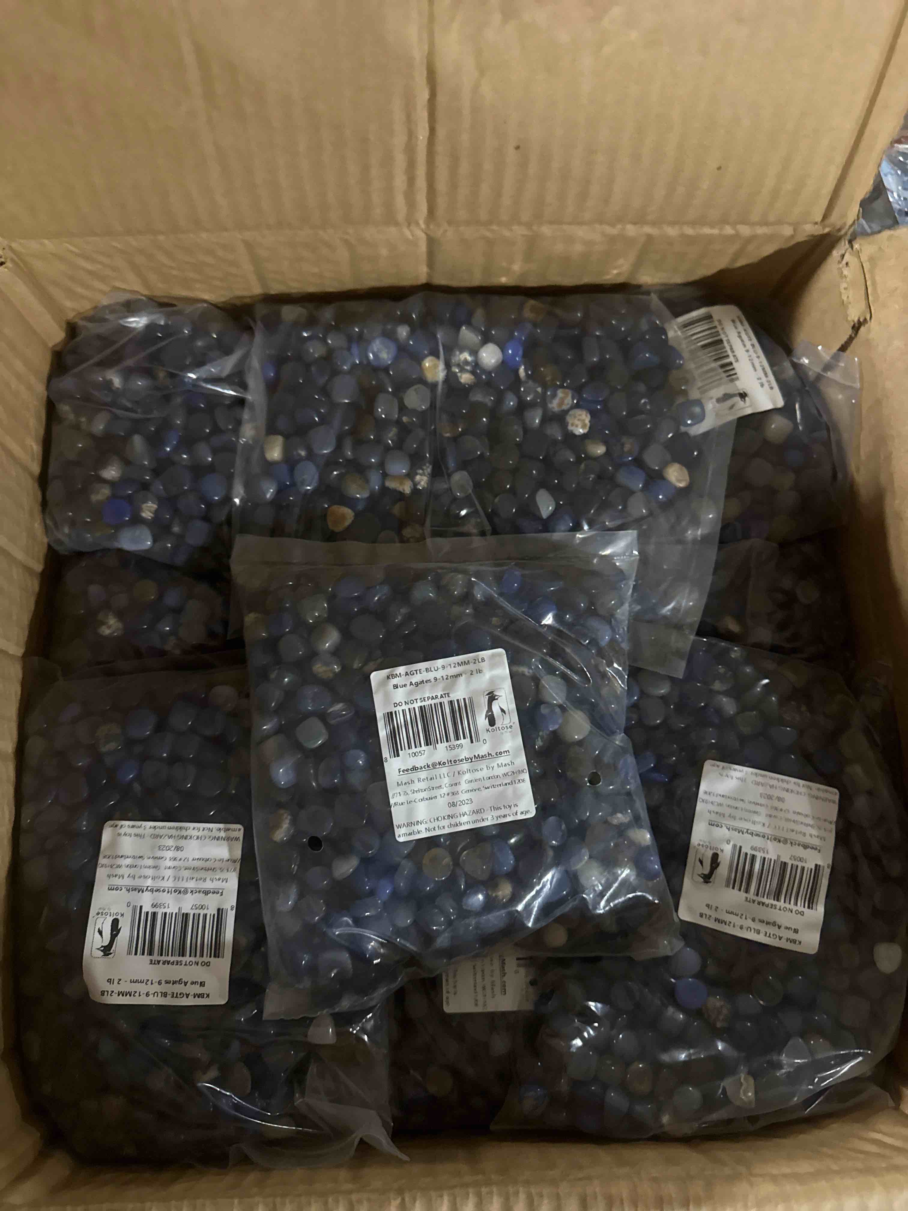 Condition photo showing New/Like New for koltose by mash blue agates 9-12mm pebbles 40lbs