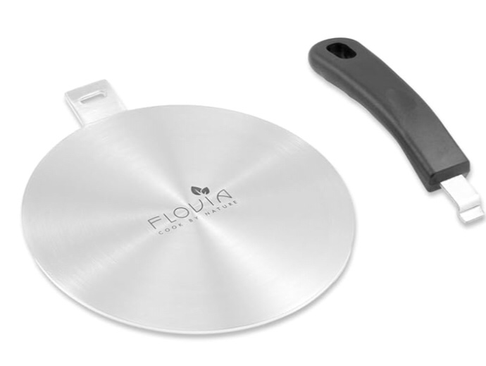 Condition photo showing Brand New for 9.45 inch stainless steel steel heat induction plate includes a gold coffee spoon