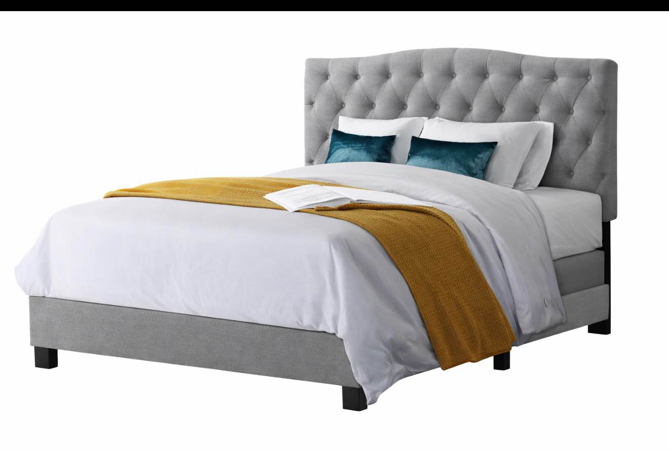 complete! belle isle furniture cay51-0c00 cape velvet upholstered bed coral grey - twin size