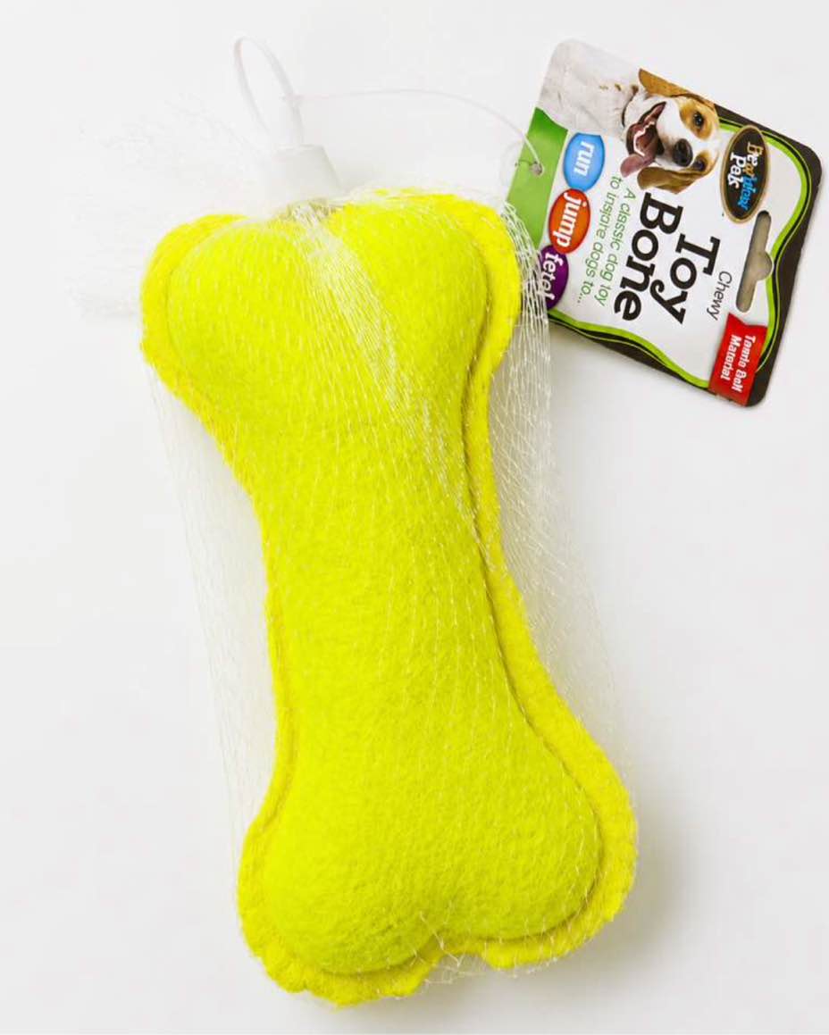 bow wow pals, chewy toy bone tennis ball material