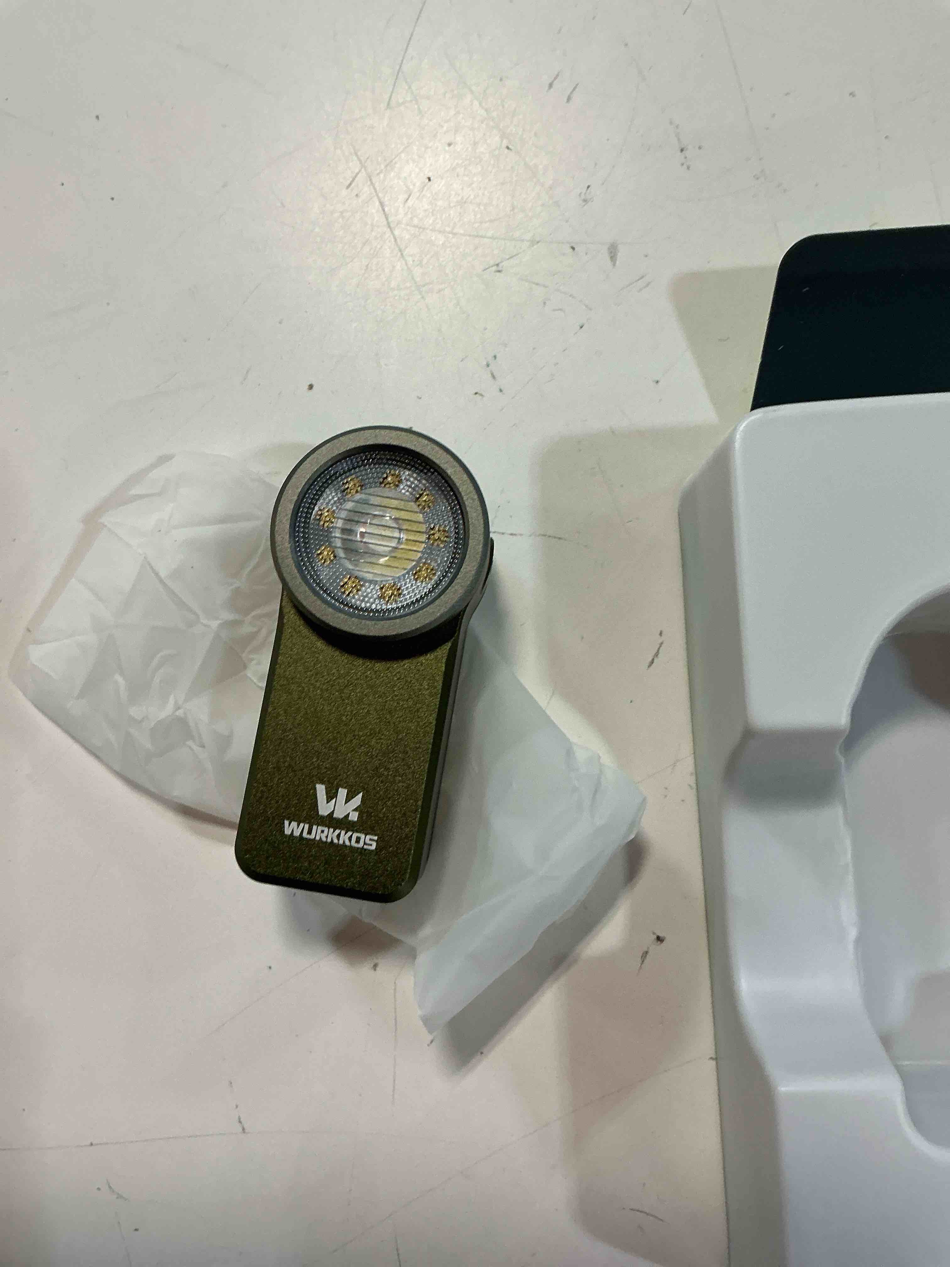 Condition photo showing Good Condition for wurkkos hd03 rechargeable flashlights edc clip-on light, bright 680 lumens pocket flashlight, combines spotlight/floodlight/rgb light, magnetic, ipx6 waterproof for cycling, repairing (olive green)