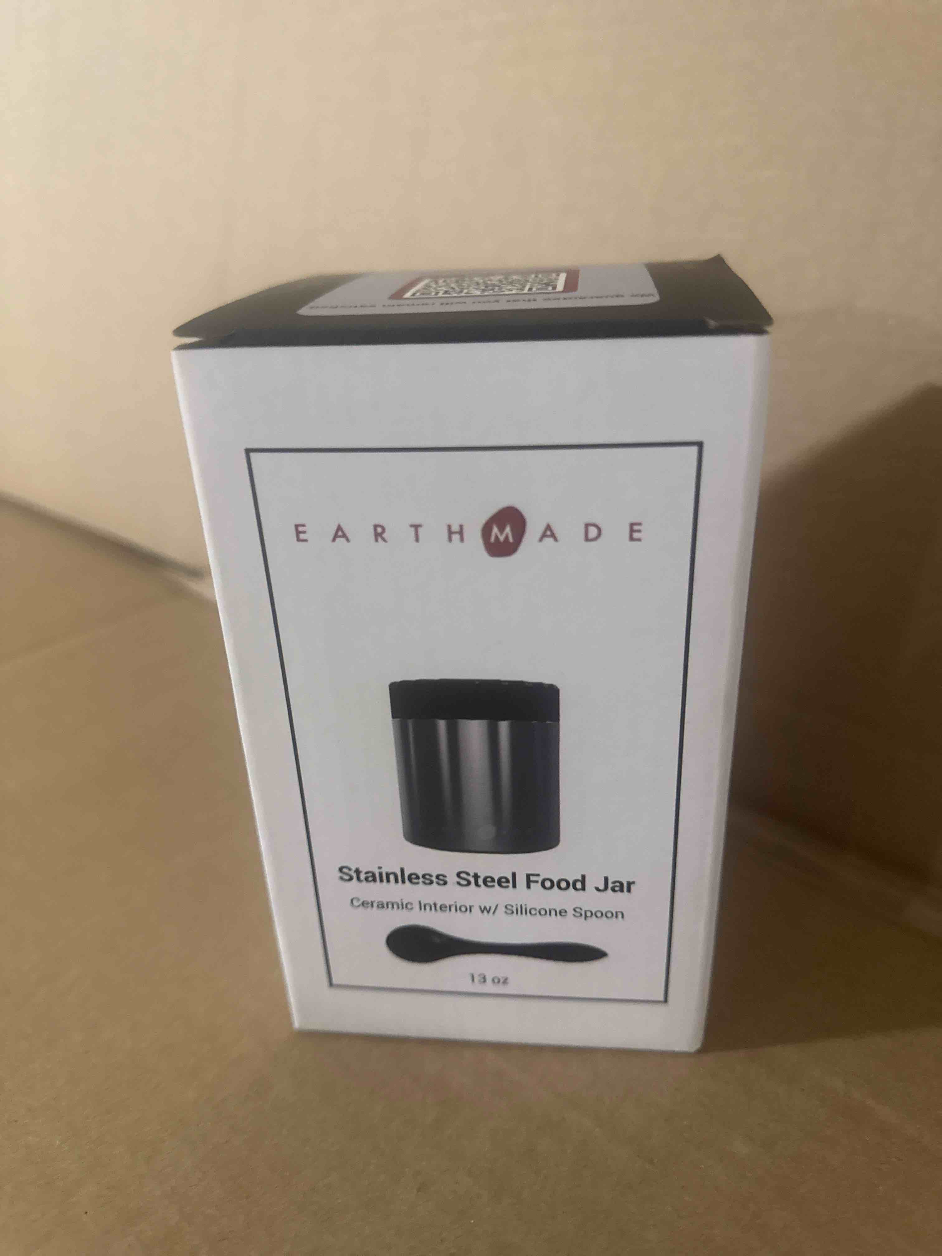 Condition photo showing New/Like New for earthmade stainless steel food jar with silicone spoon