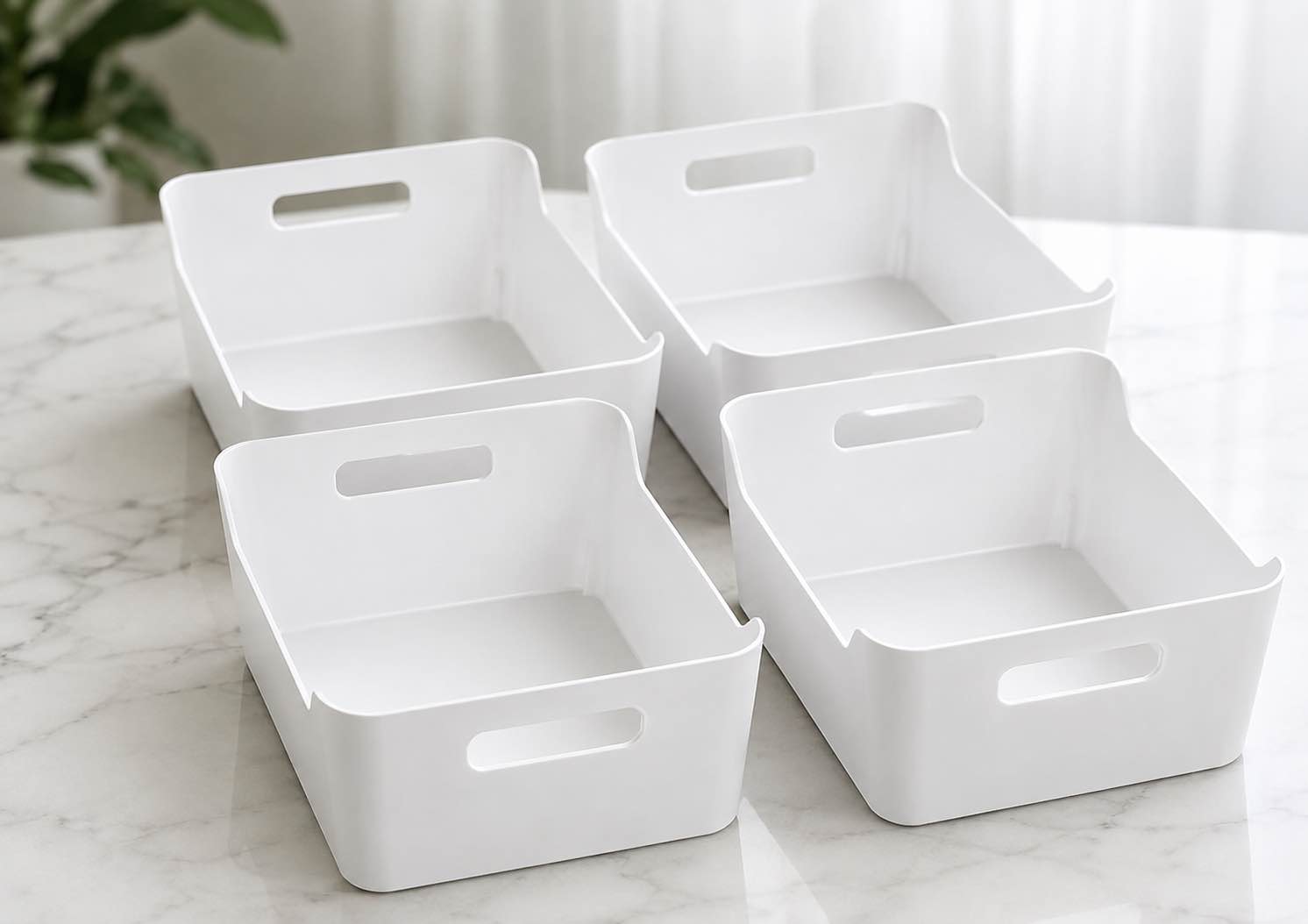 4 pack 10” x 7” x 4.5” bhome plastic storage bins