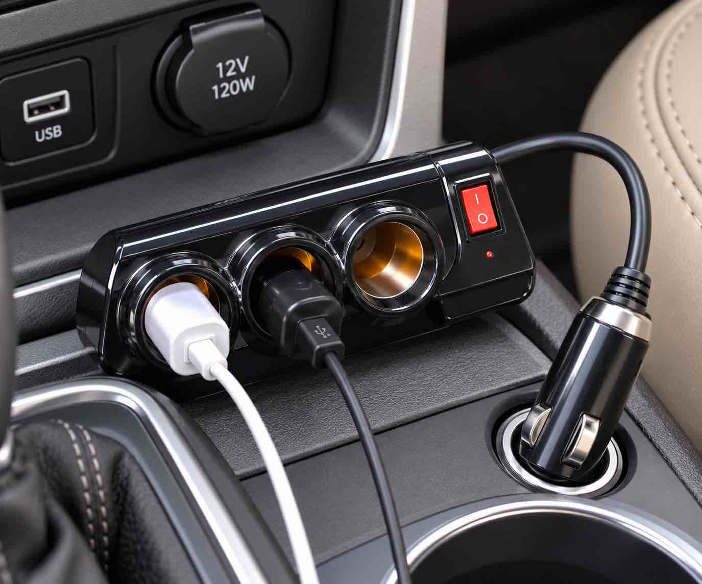 12-Volt 3 Outlet Power Strip For Vehicle 