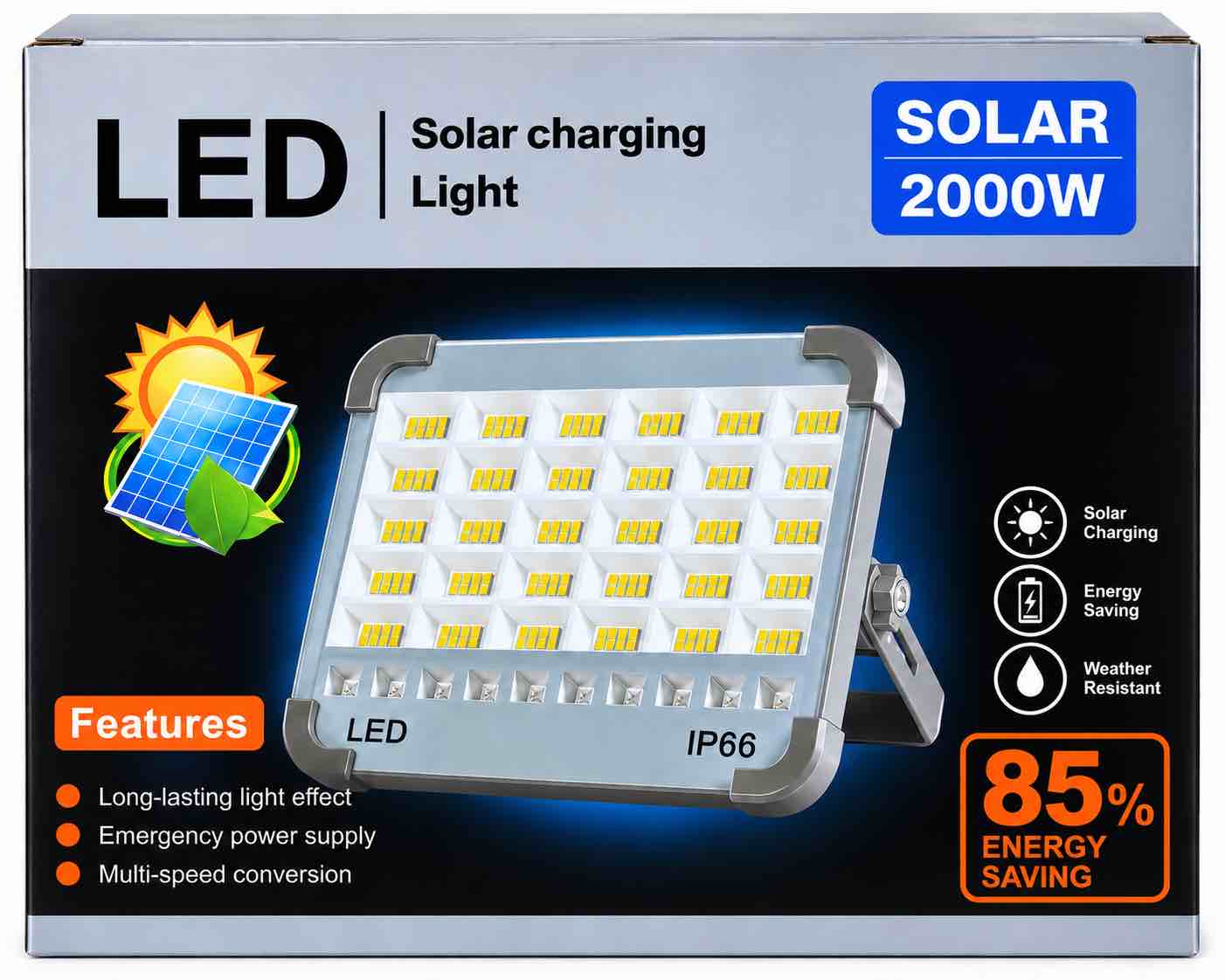 LED solar charging work light 2000w 