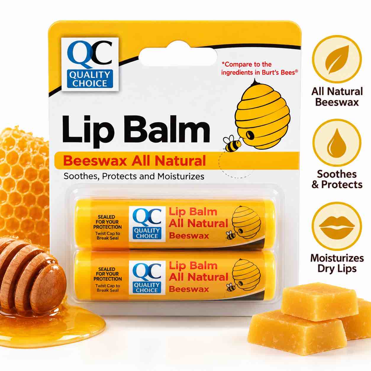 QC LIP BALM BEESWAX (BURT S) 2PK