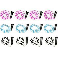Jump Rope 12-Pack - Pink, Blue, Black and White Skip Ropes for Exercise - Outdoor Jump Rope for Kids, Adults and Athletes - Family Fun Toys and Games