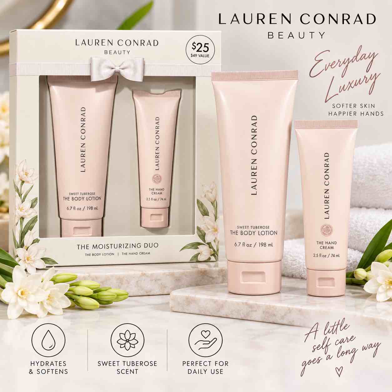 Lauren Conrad beauty the moisturizing duo, body lotion and hand cream 