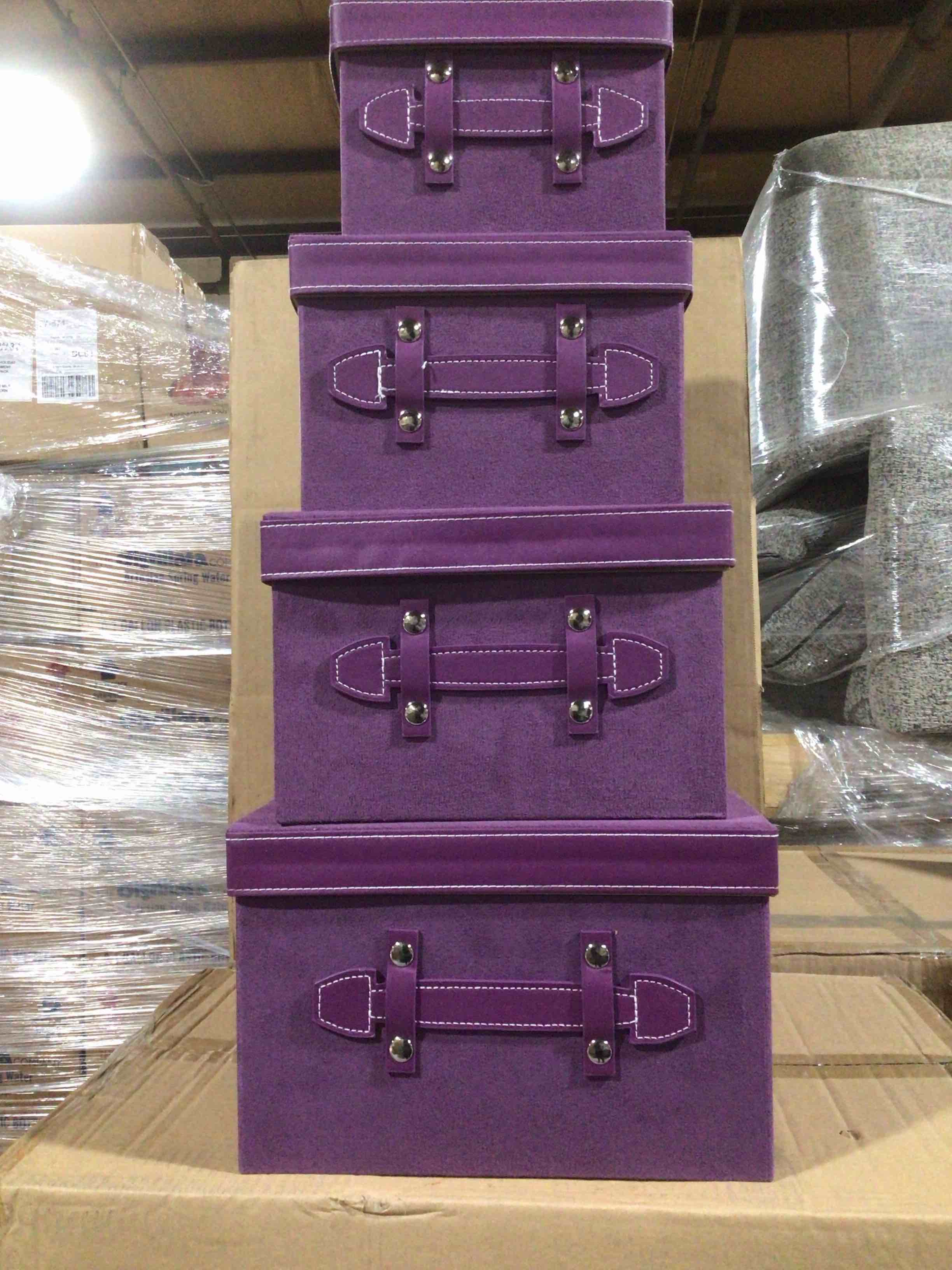 Package of 4 Suede Storage Boxes different sizes purple