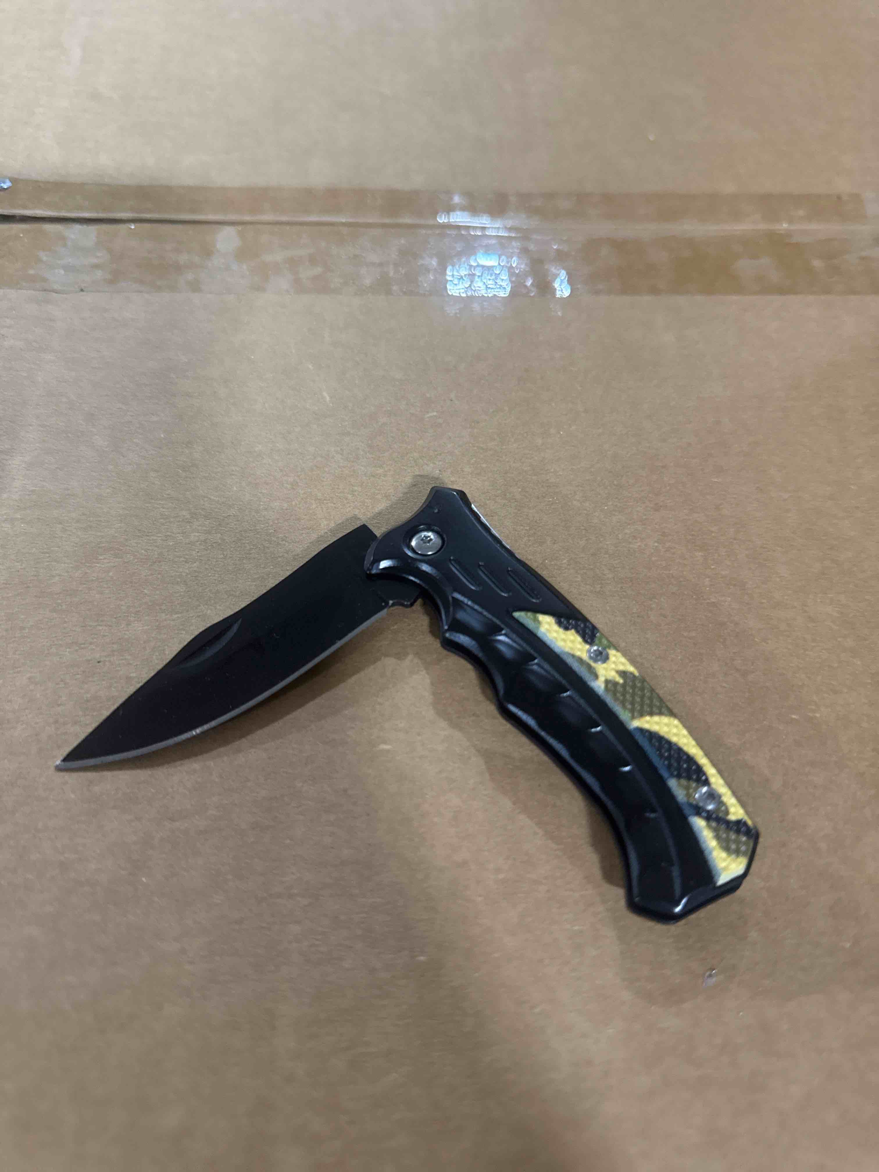 Condition photo showing New/Like New for camo outdoor folding knife, simple and portable with stainless steel camping folding knife