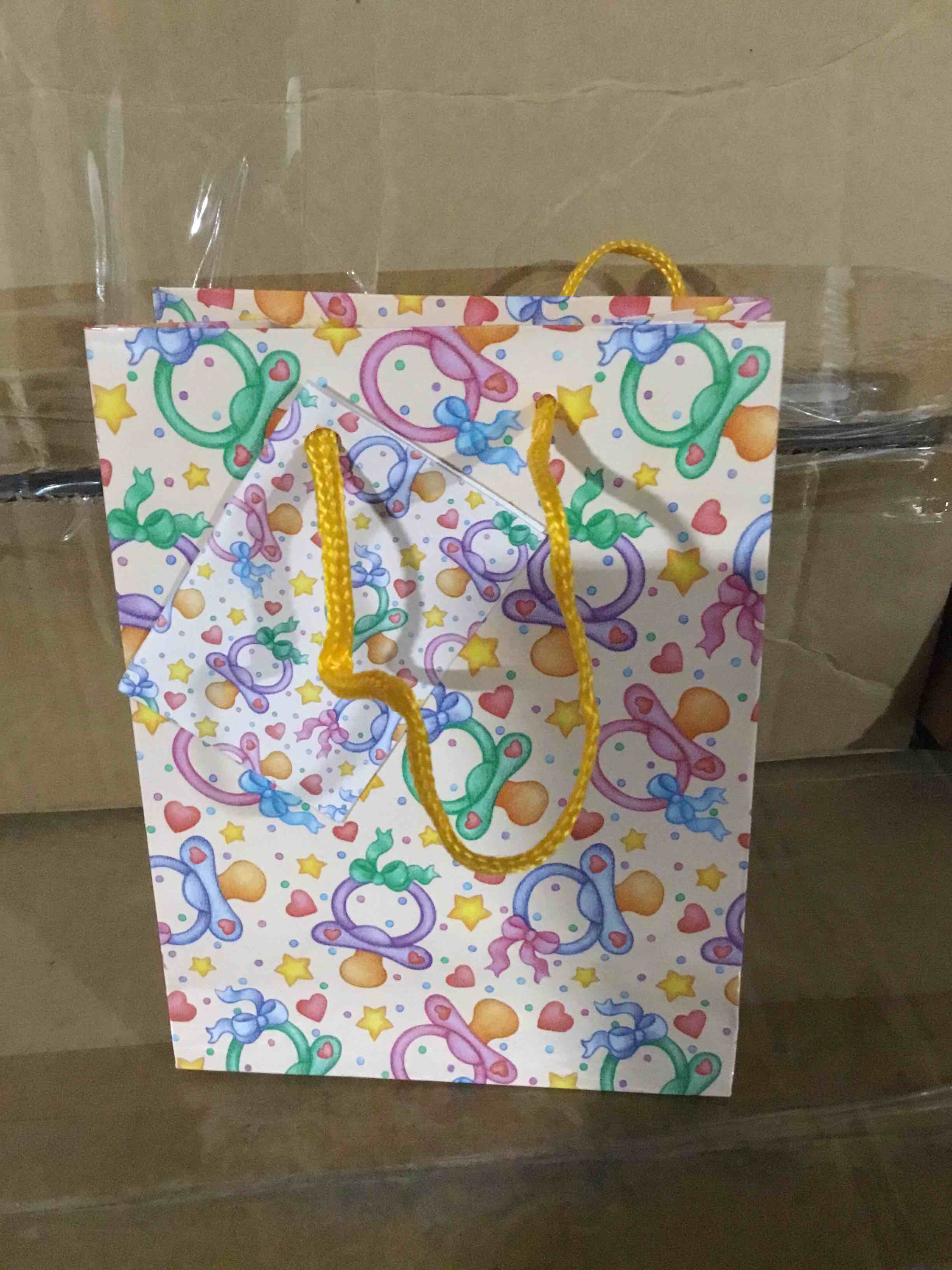 Box of 300 Small gift Bags with Baby Pacifier designs 