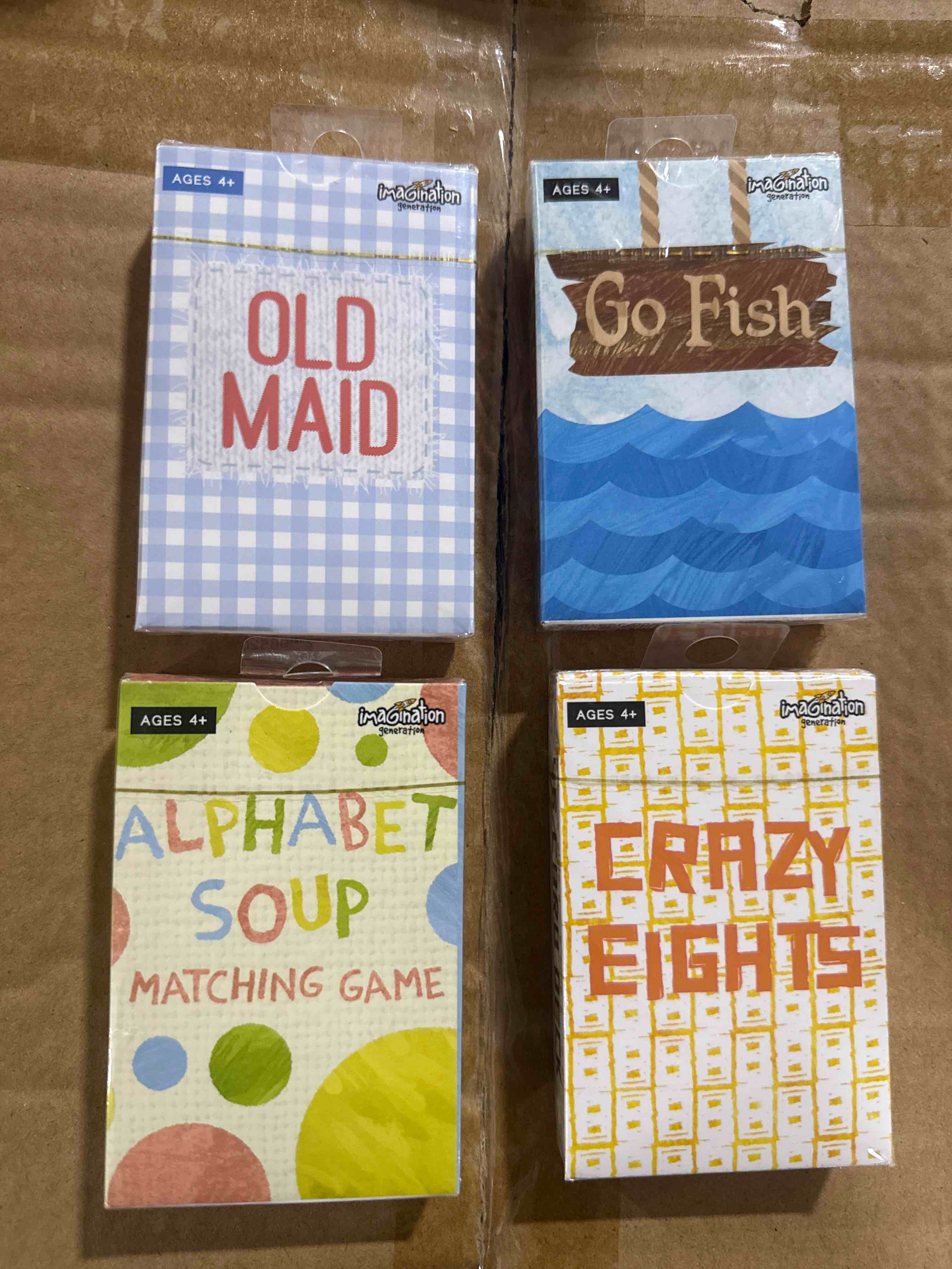 four packs of classic kids card games