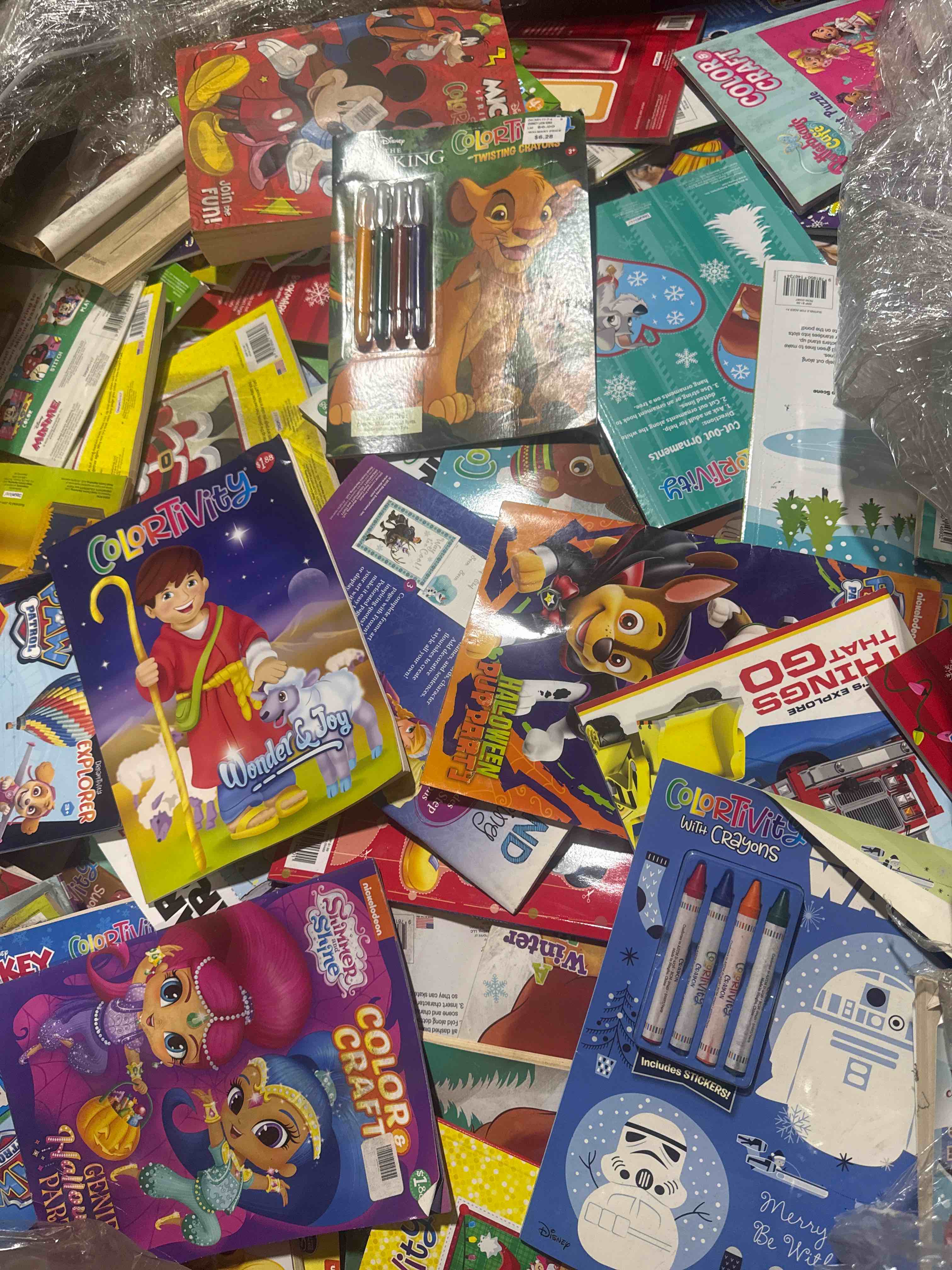 Condition photo showing New/Like New for pack of 6 assorted coloring / activity books
