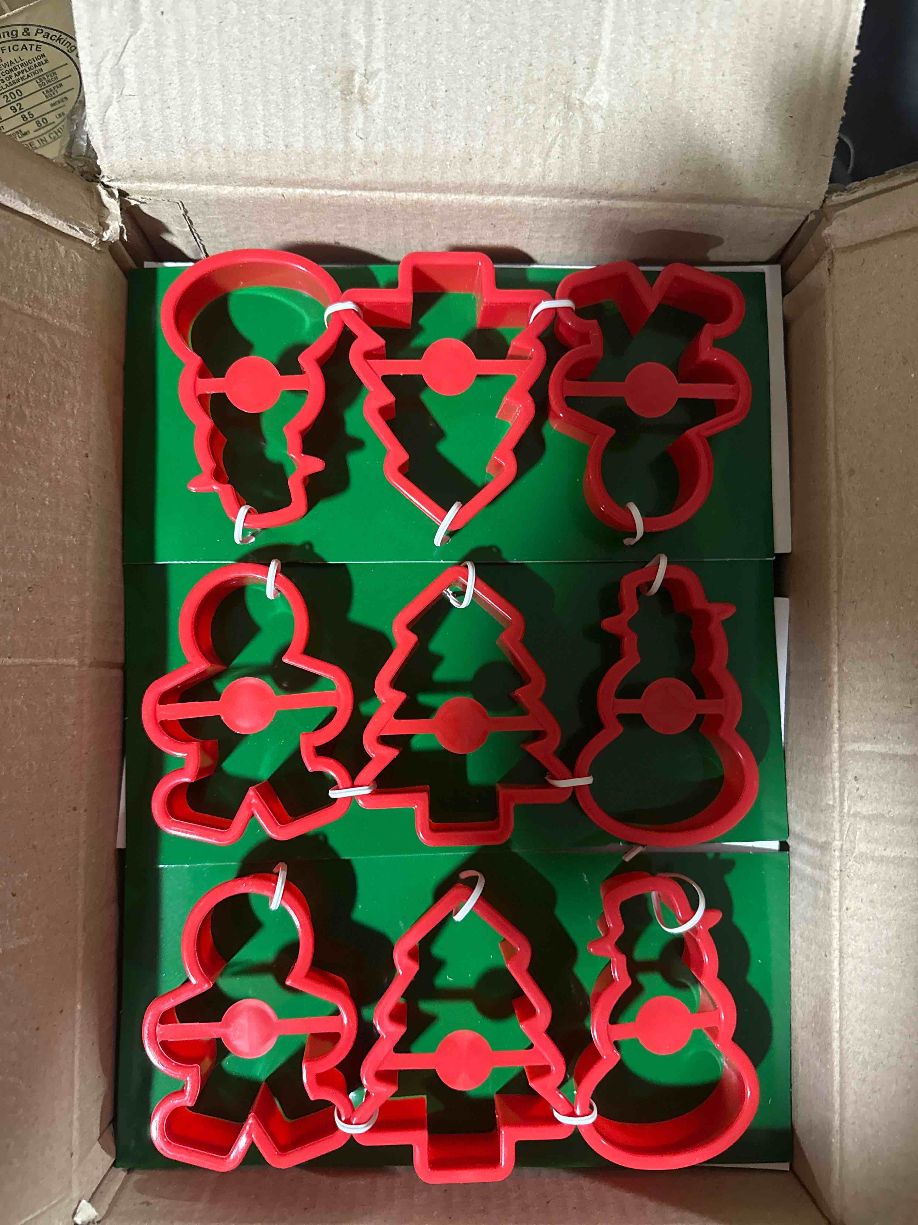 case of 12 three pack Christmas cookie cutters