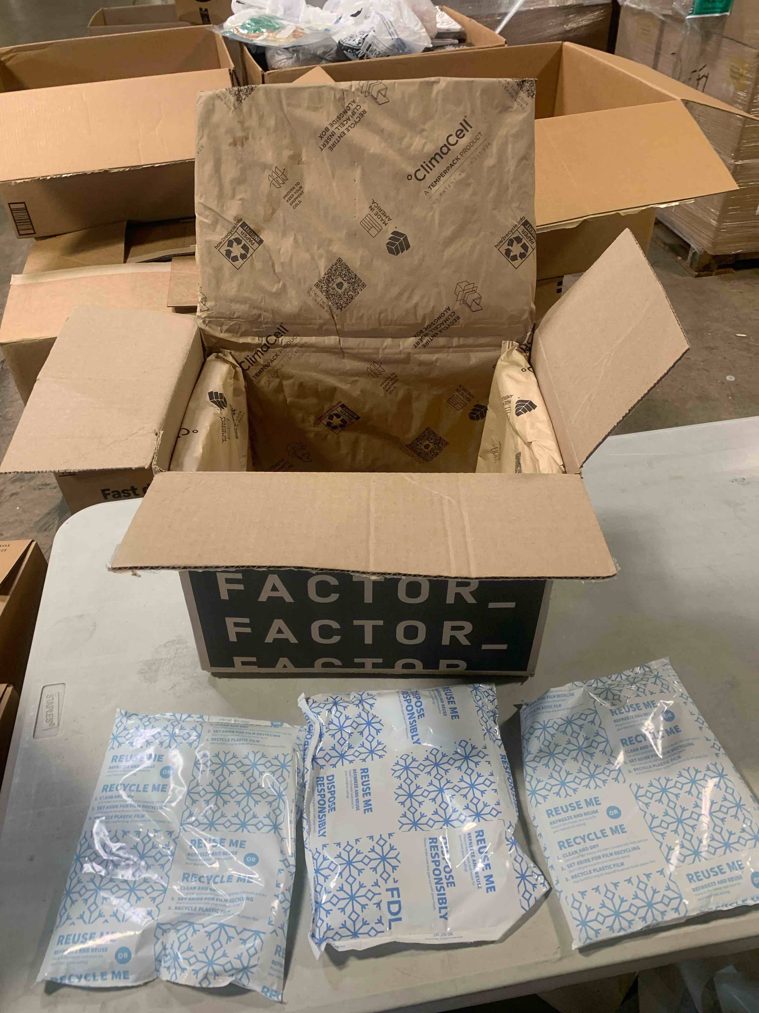 16” x 11.5” x 13” Factor Insulated Box for Shipping, Food Delivery - Includes 3 Reusable Ice Packs