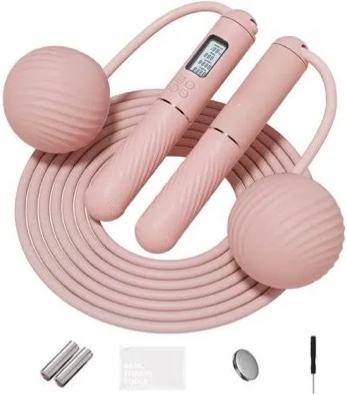 Skipping Ropes for Adults -Cordless Counter Jump Rope with Large Cordless Ball-Weighted Jump Rope for Women with LCD Display