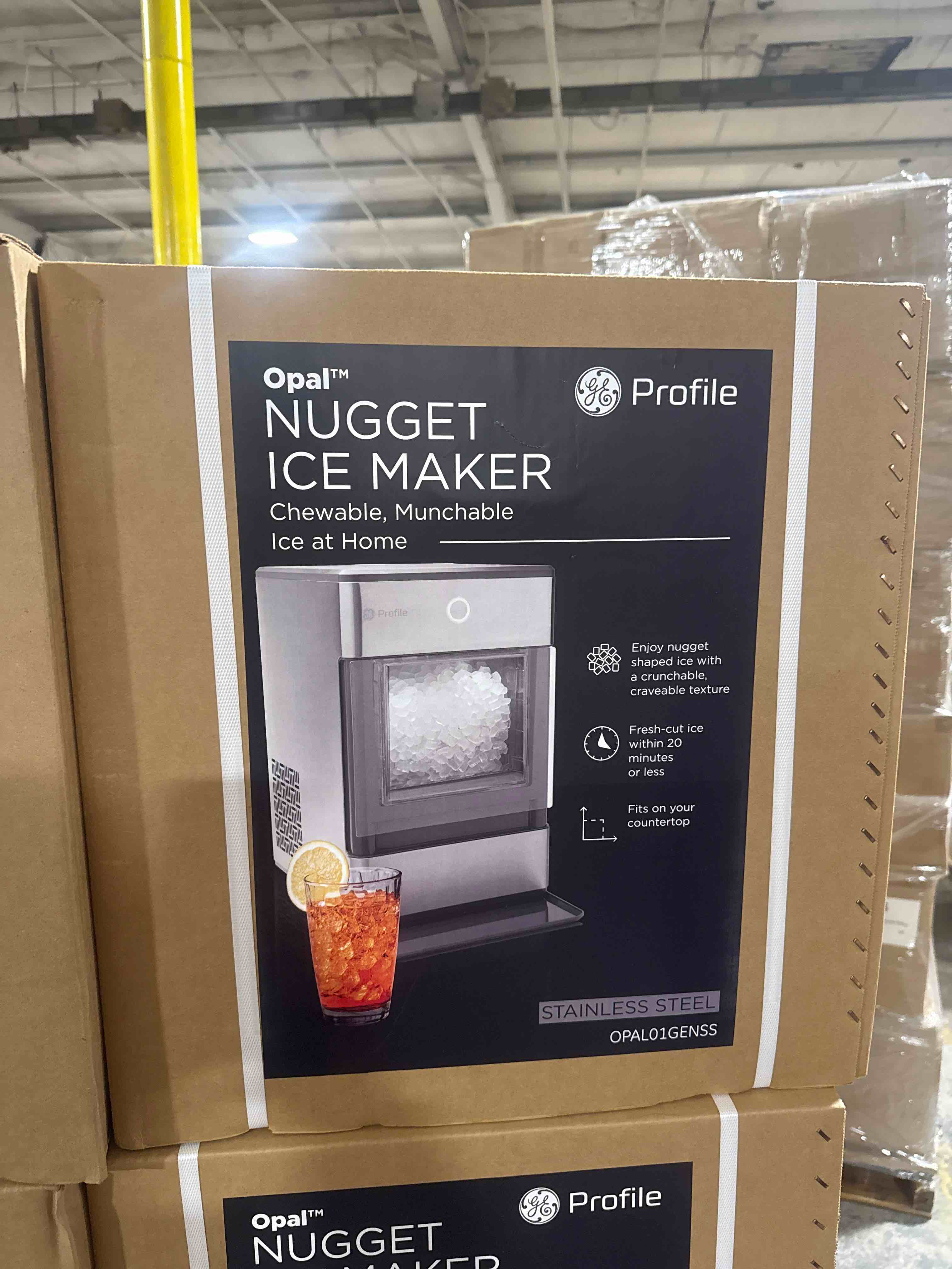 Condition photo showing Brand New for GE Profile Opal  Nugget Ice Maker with Scale Inhibiting Filter, Scoop Included, 38 lbs in 24 Hours, Pellet Ice Machine with WiFi & Smart Connected, Stainless Steel